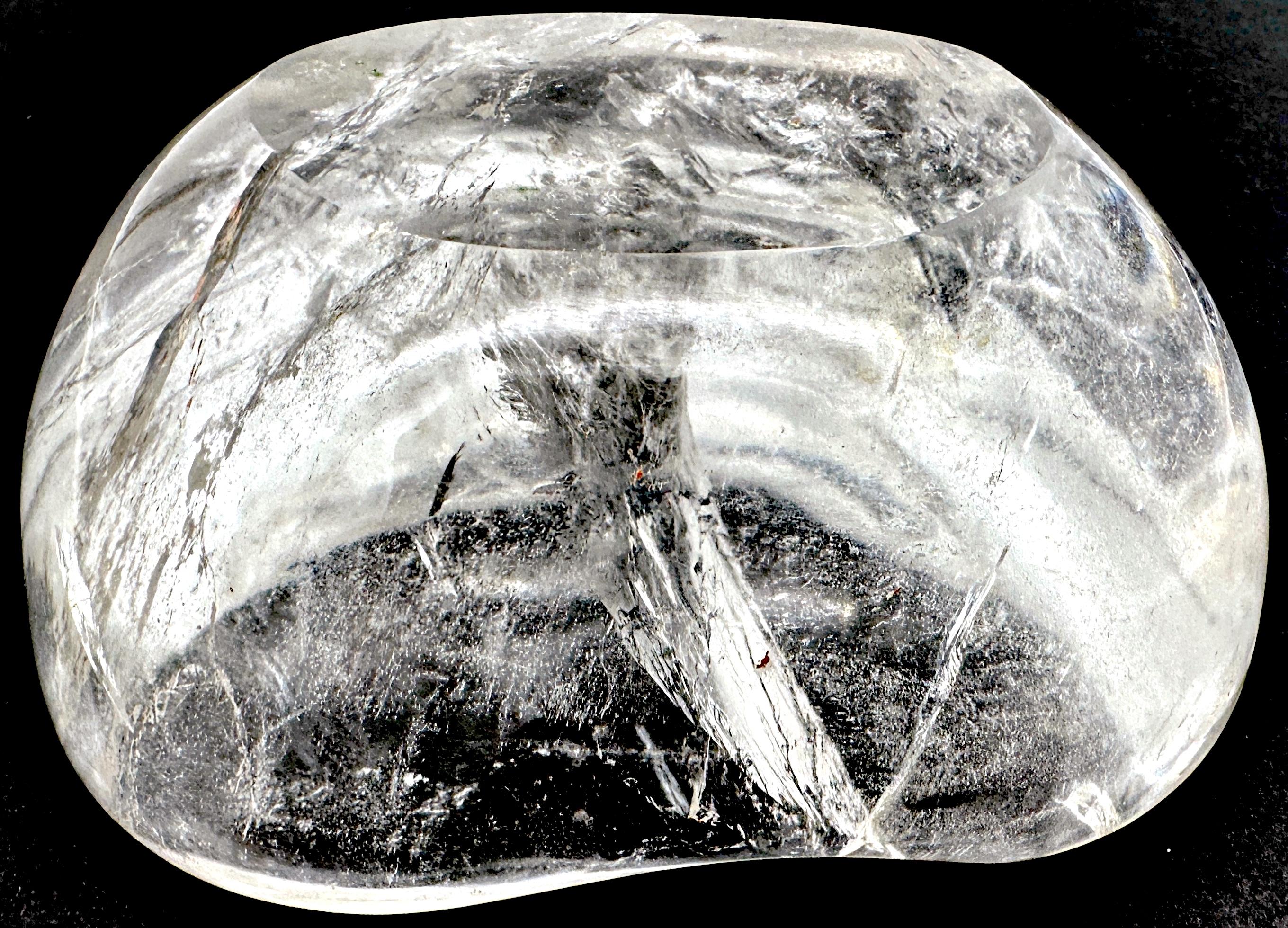 French  Modern Carved Rock Crystal Diminutive Organic Bowl For Sale 6