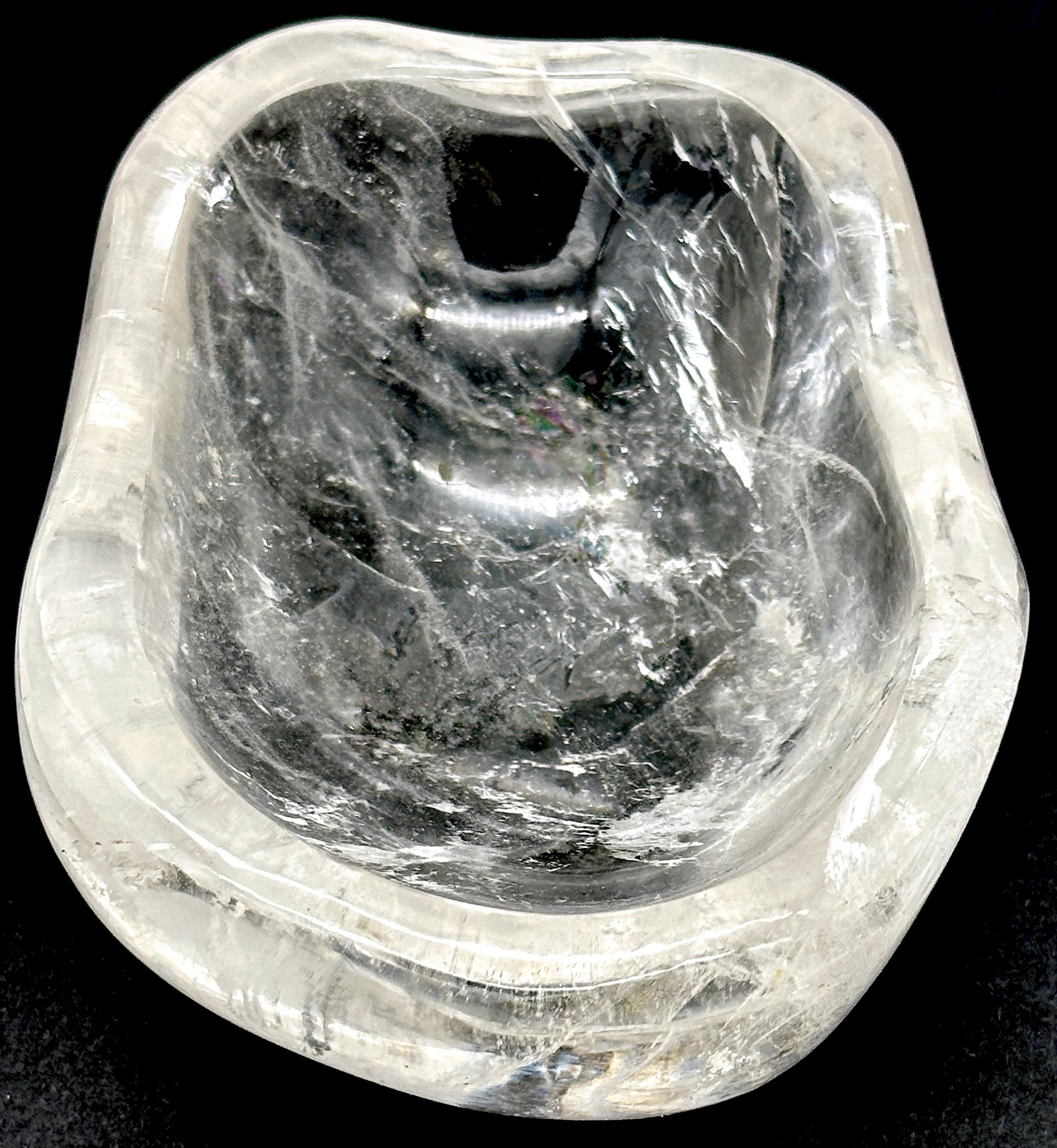 20th Century French  Modern Carved Rock Crystal Diminutive Organic Bowl For Sale