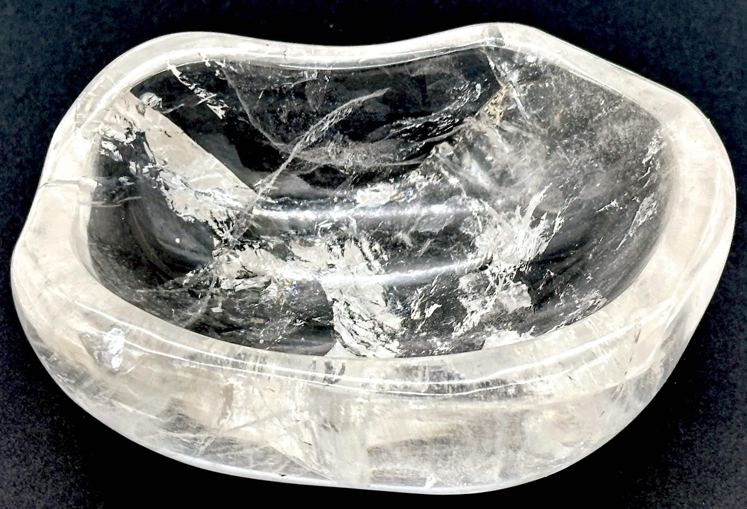French  Modern Carved Rock Crystal Diminutive Organic Bowl For Sale 1