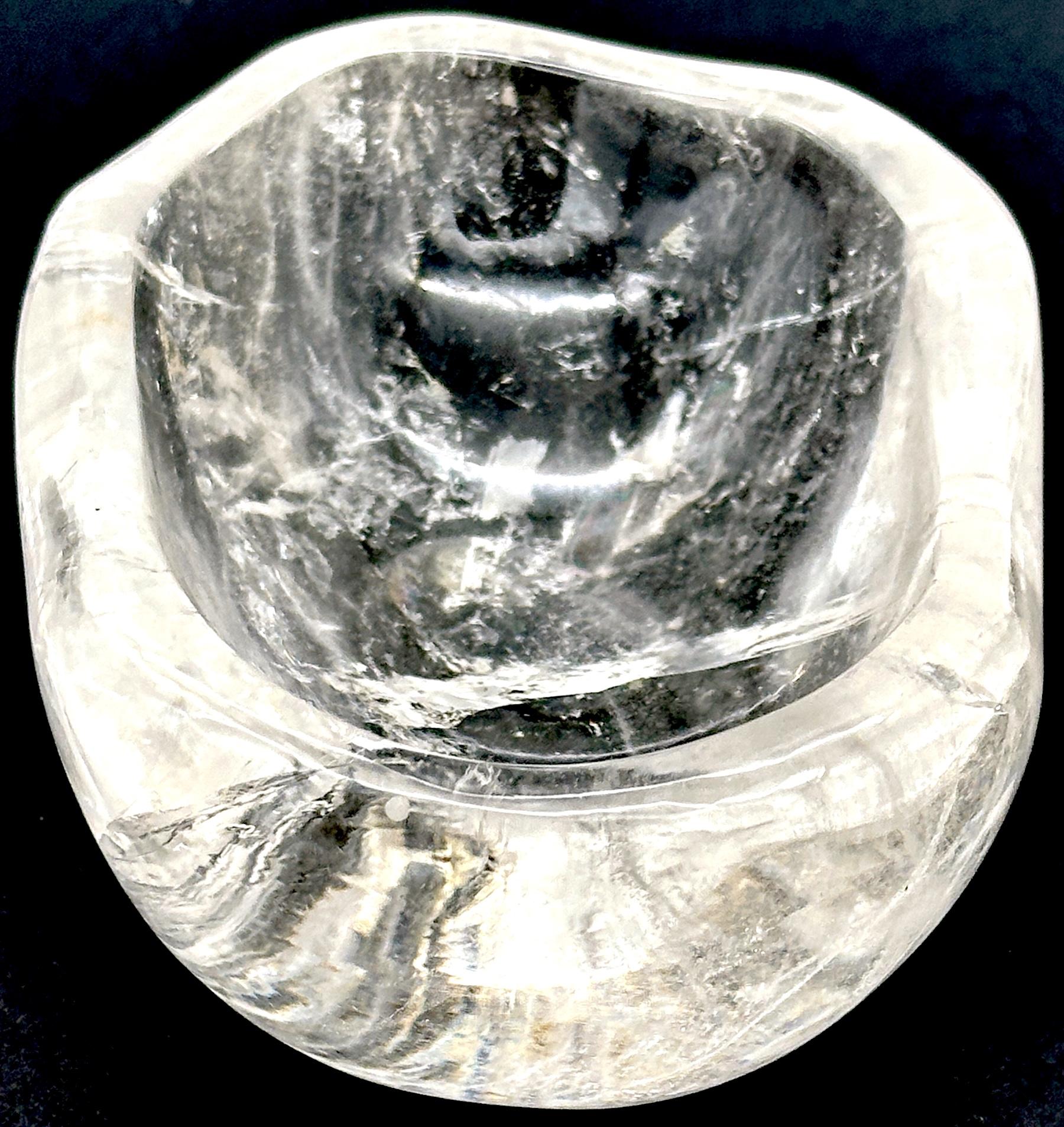 French  Modern Carved Rock Crystal Diminutive Organic Bowl For Sale 2