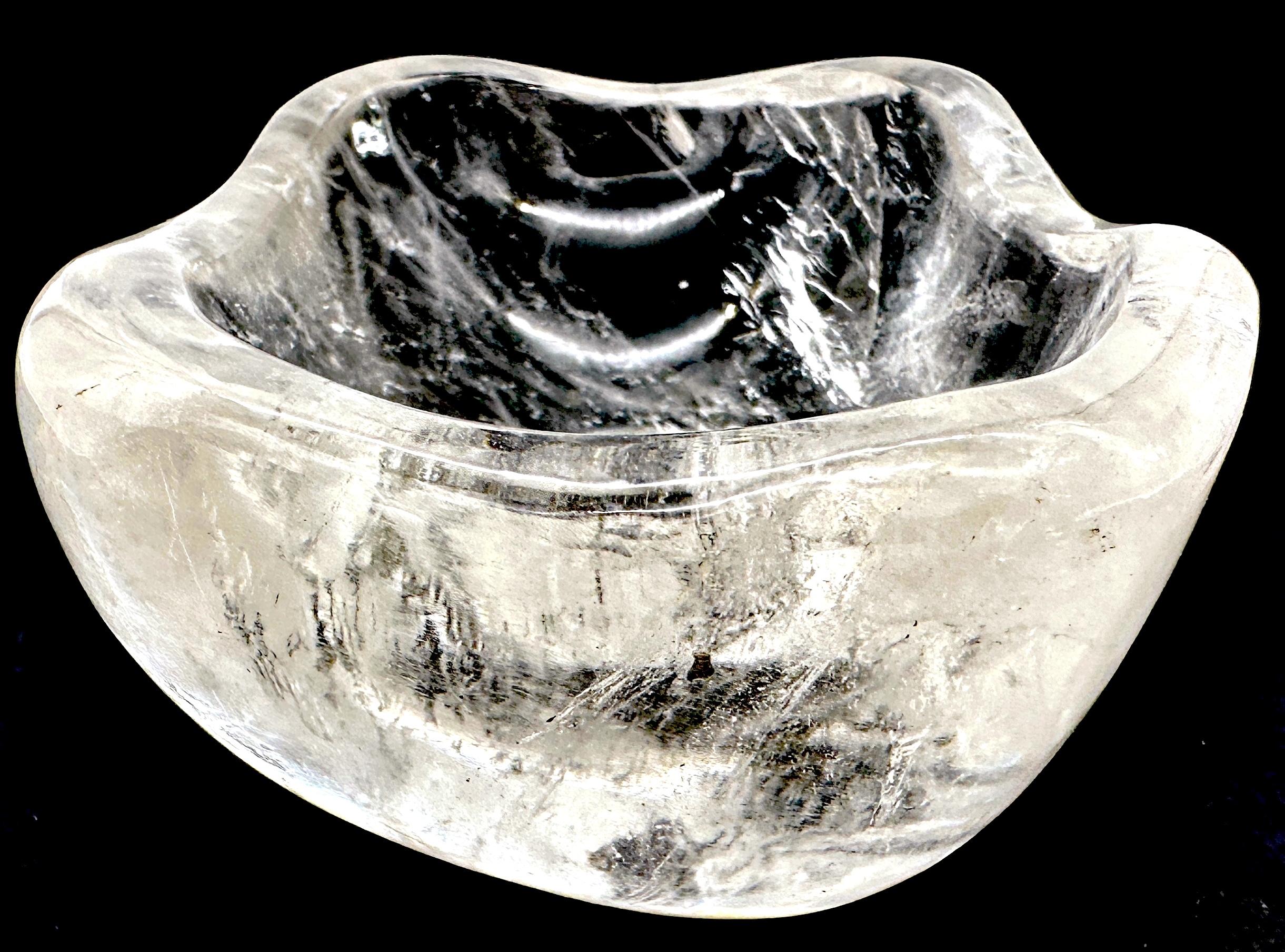 French  Modern Carved Rock Crystal Diminutive Organic Bowl For Sale 3