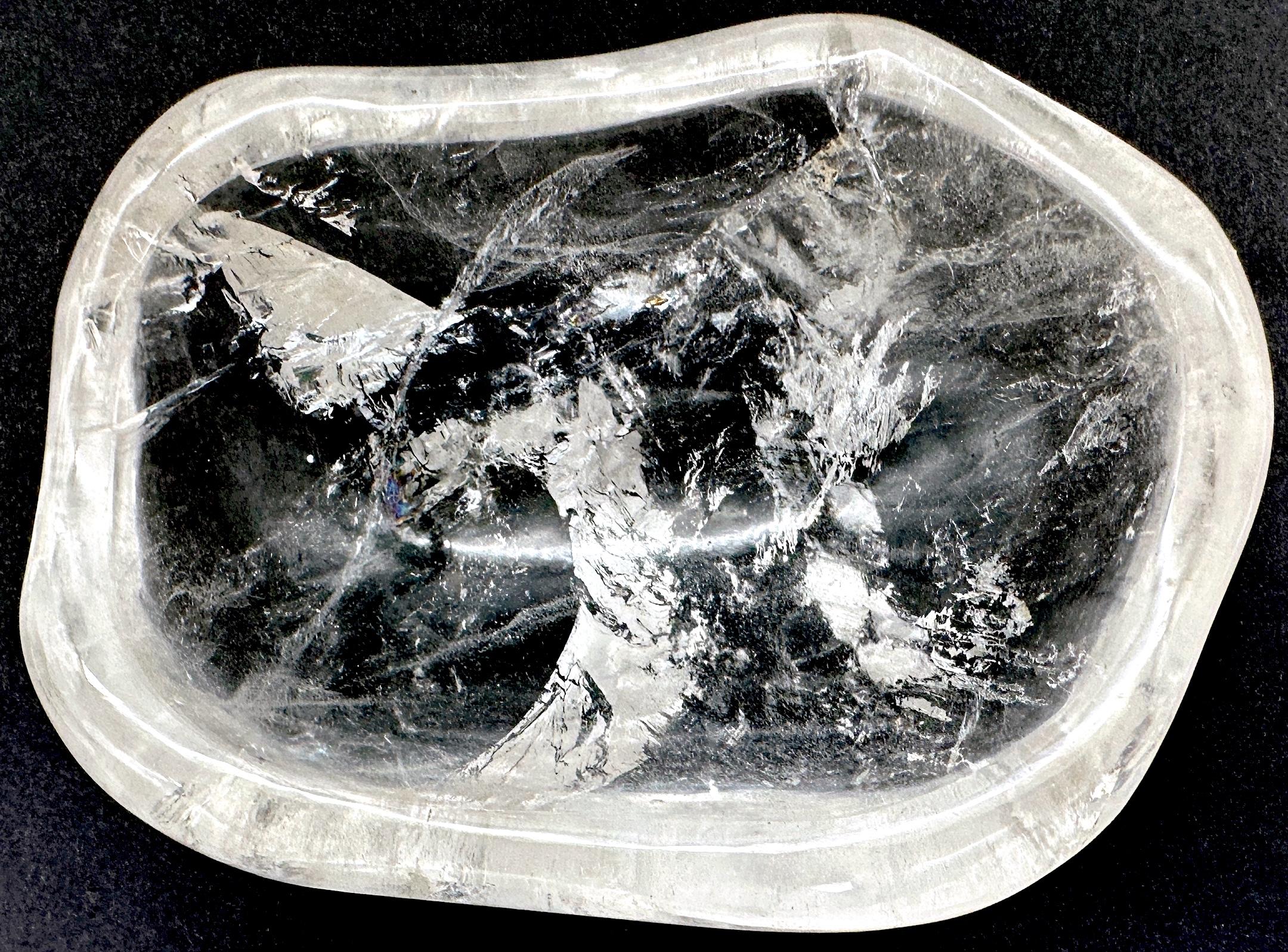 French  Modern Carved Rock Crystal Diminutive Organic Bowl For Sale 4