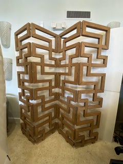 French Modern Cerused Oak 4-Panel Folding Screen/Divider