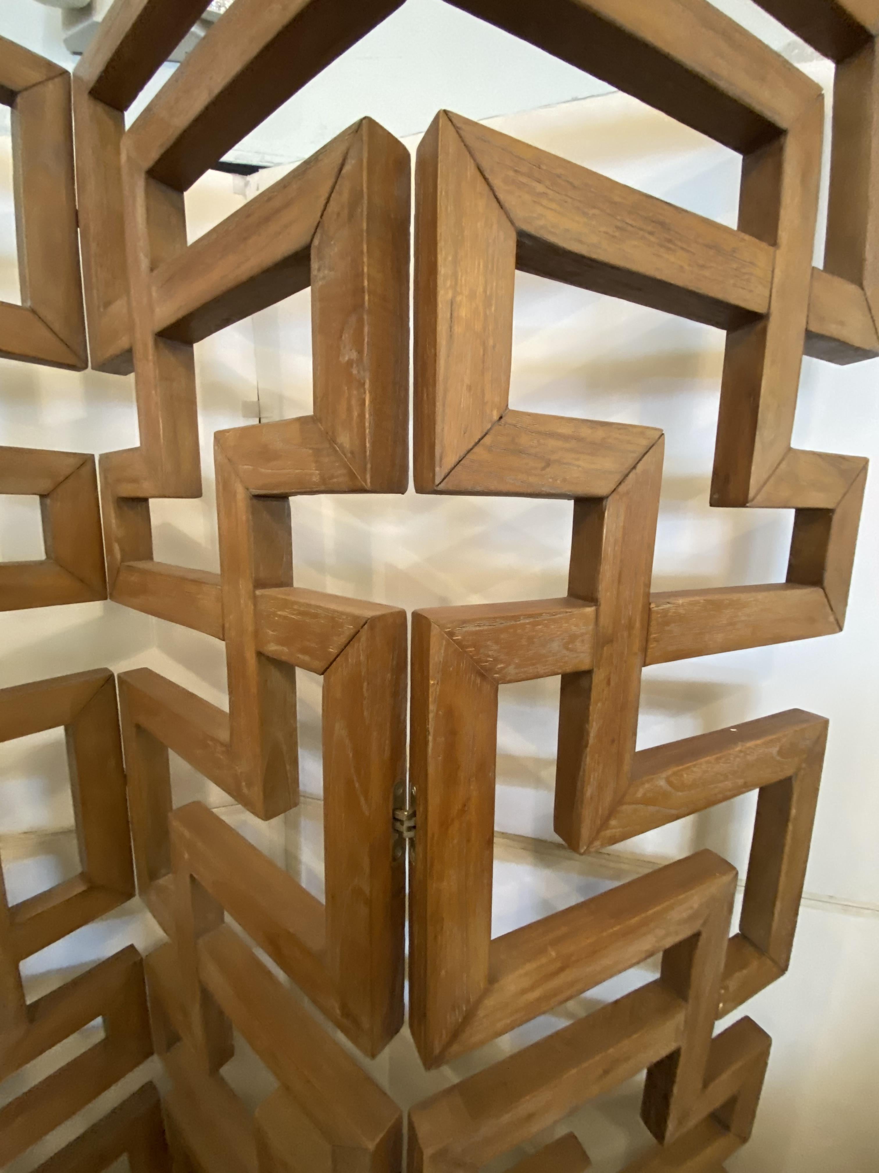 Biombo/Divisor Francés Moderno de Roble Cerámico de 4 Paneles en venta 2