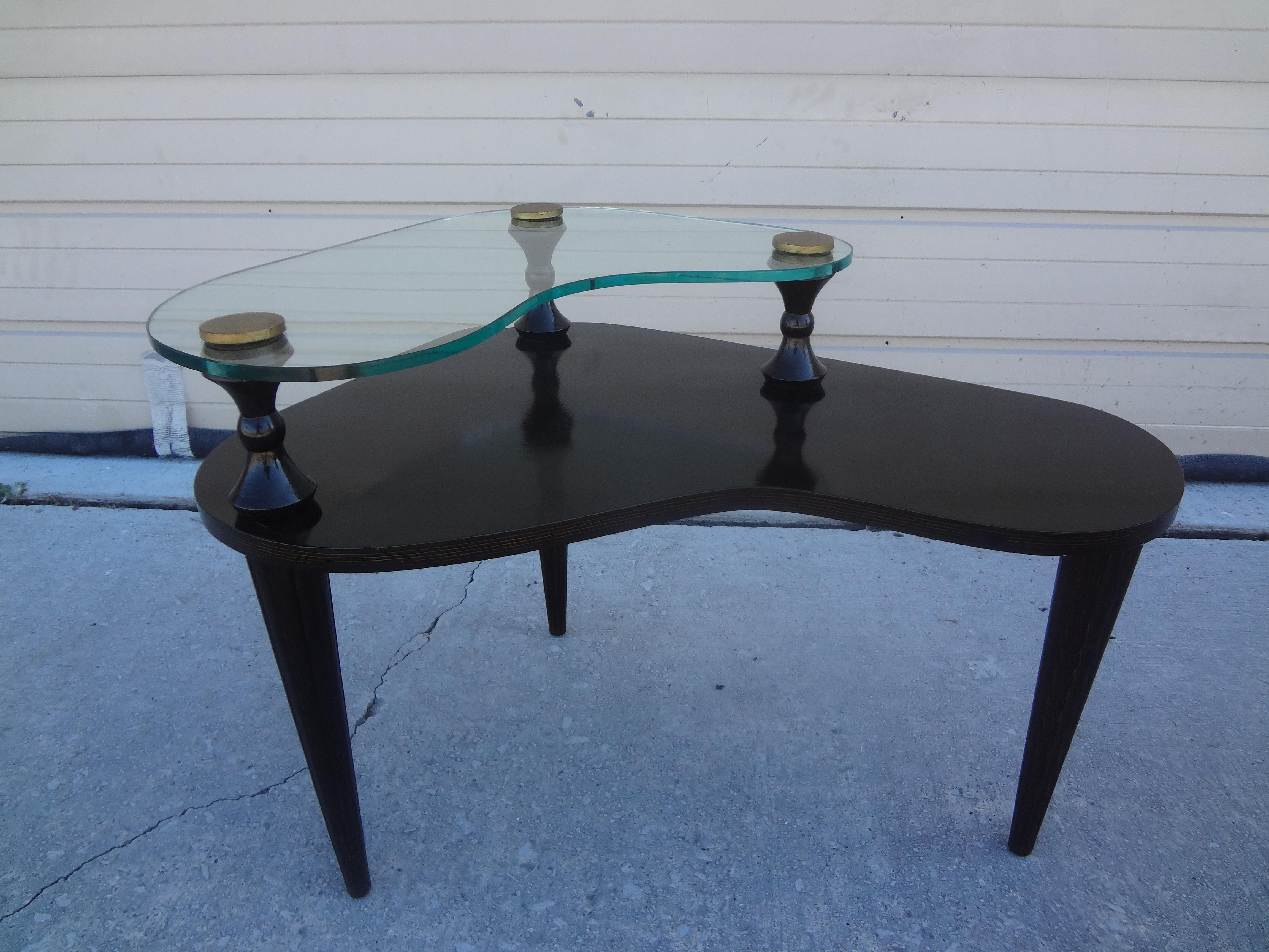 Mid-Century Modern French Modern Cerused Two Tiered Table For Sale