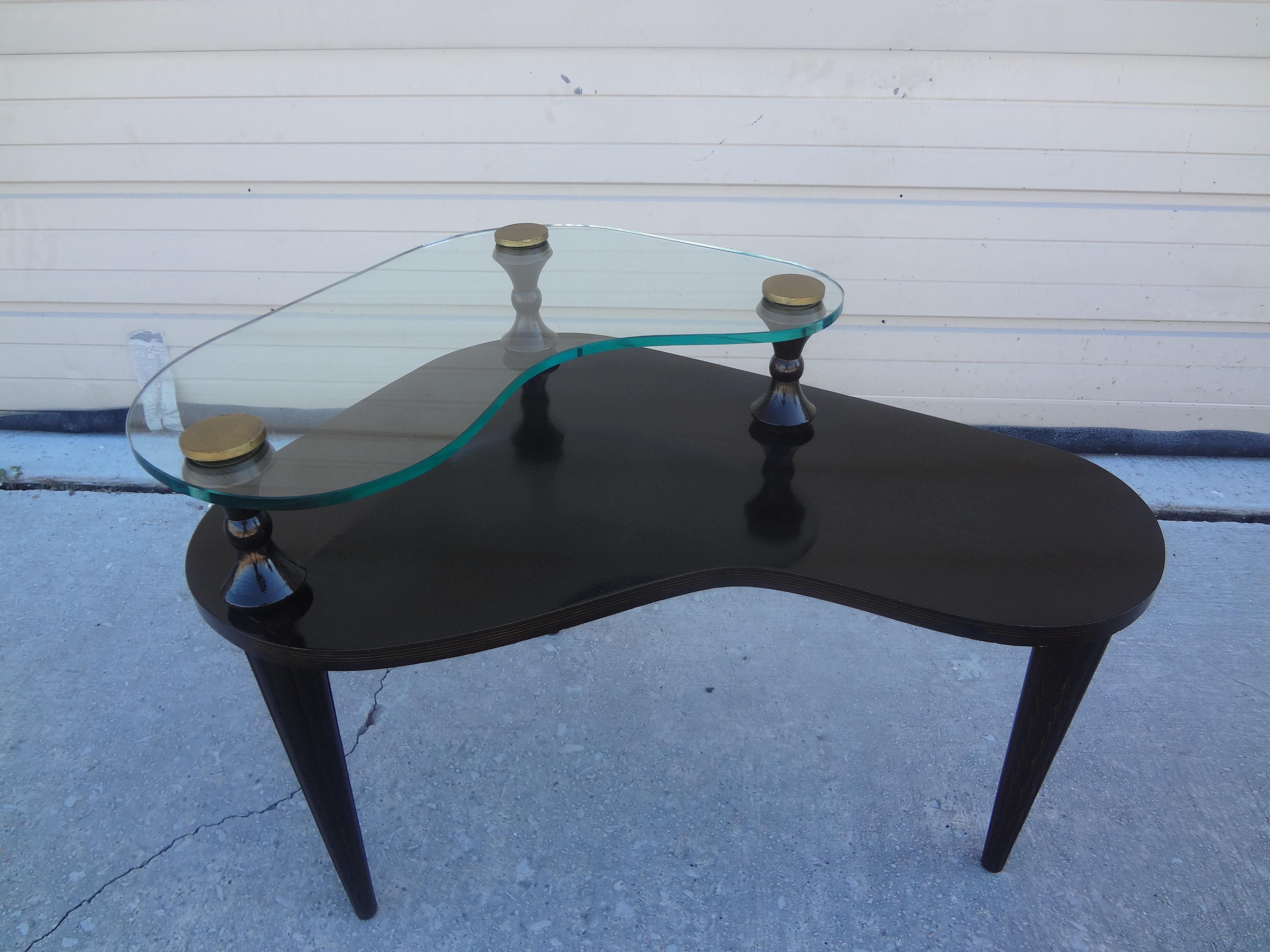French Modern Cerused Two Tiered Table In Good Condition For Sale In Houston, TX