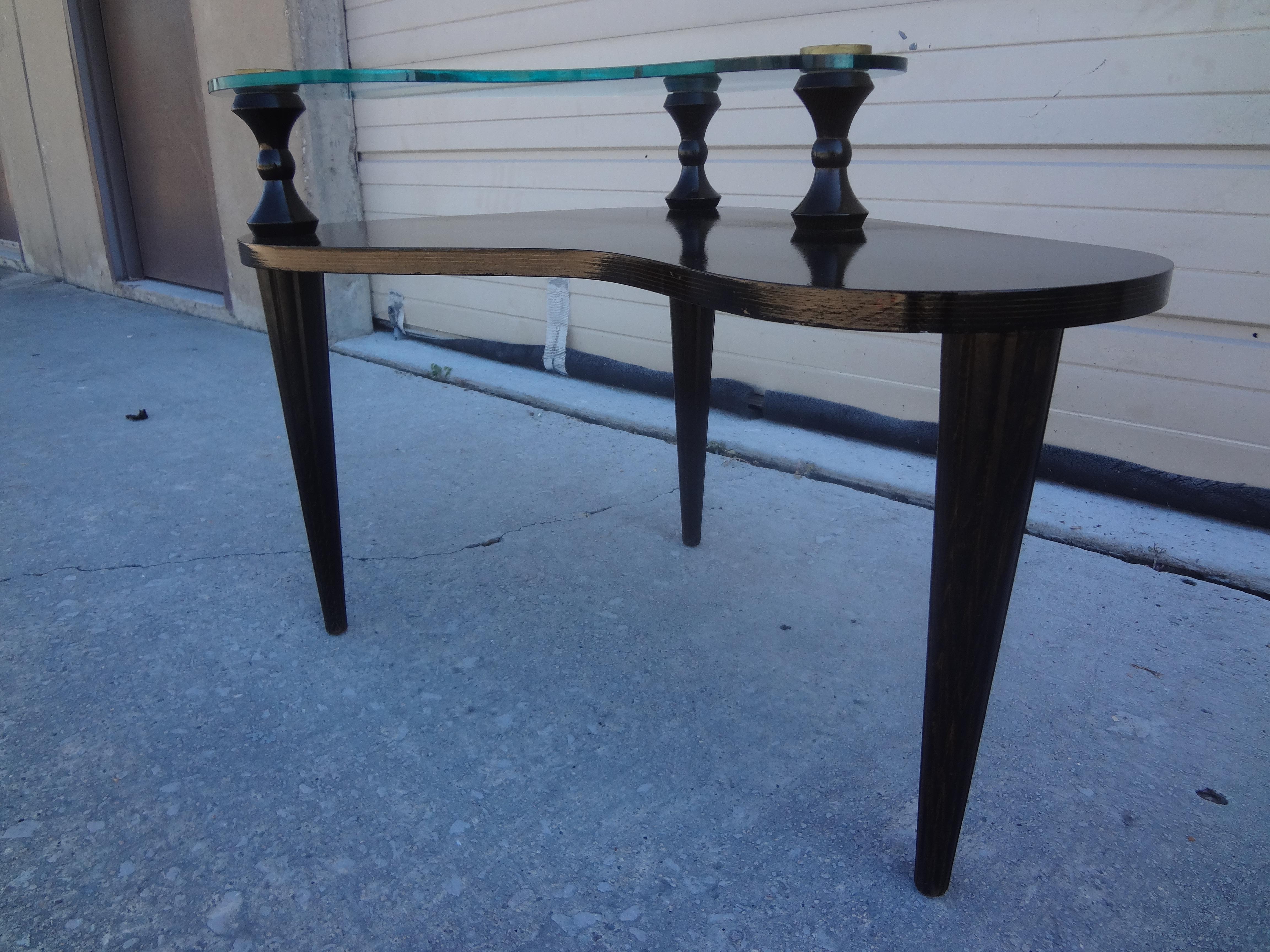 French Modern Cerused Two Tiered Table For Sale 2