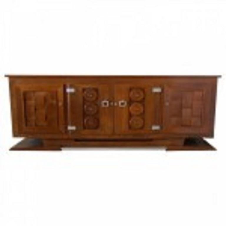 Mid-Century moderno Credenza moderna francese a 4 ante in castagno, Charles Dudouyt in vendita
