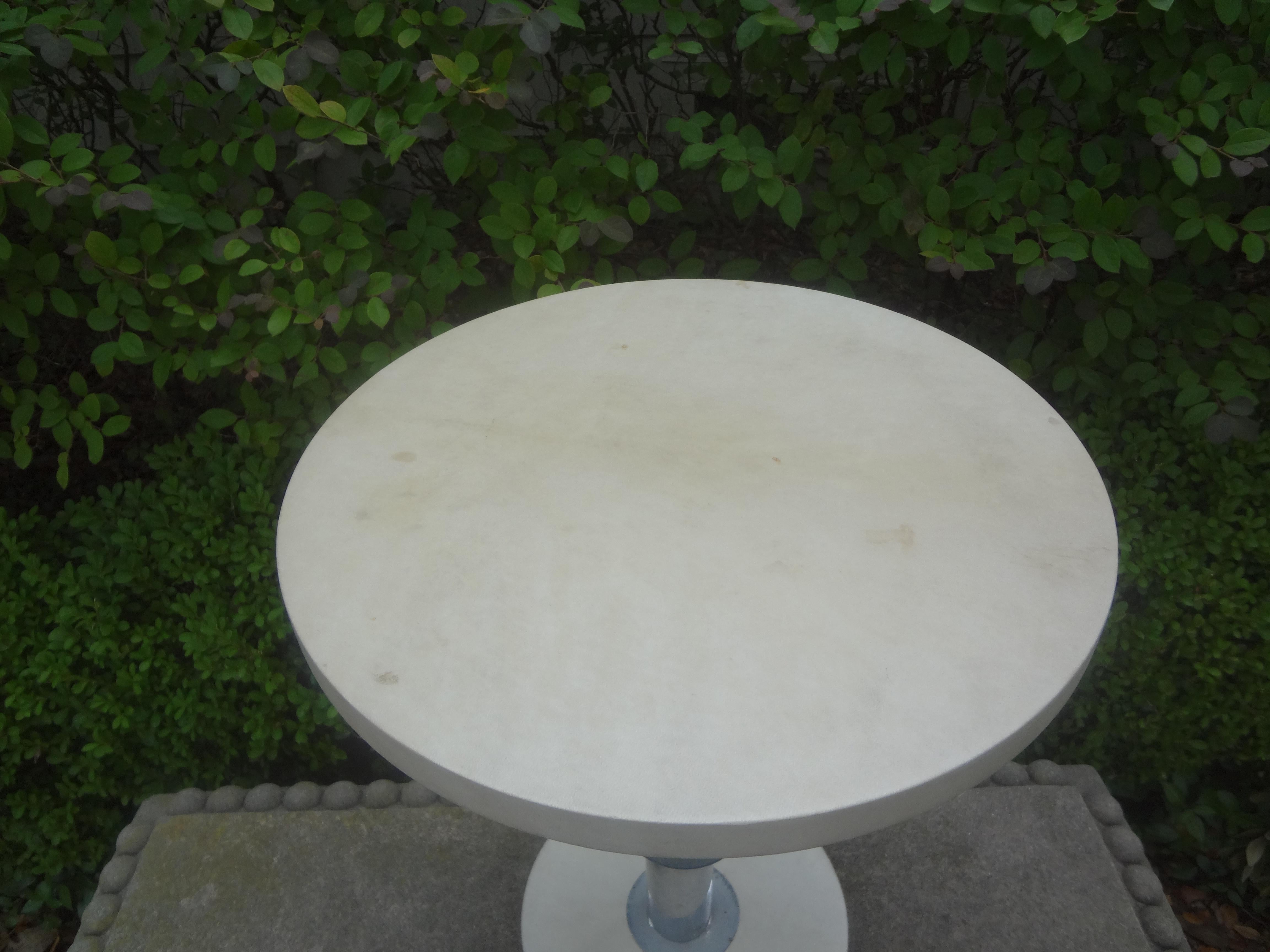 French Modern Chrome and Parchment Table For Sale 4
