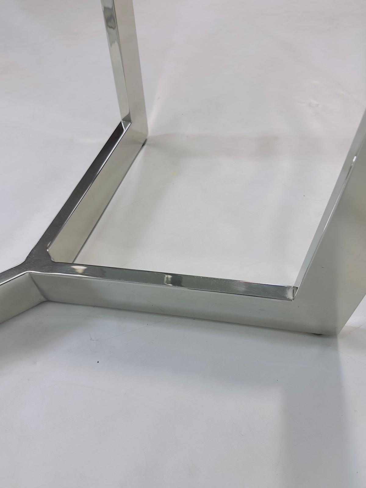 Mesa de Comedor Moderna Francesa de Cromo y Cristal al Estilo de Paul Legeard, S. XX en venta 4