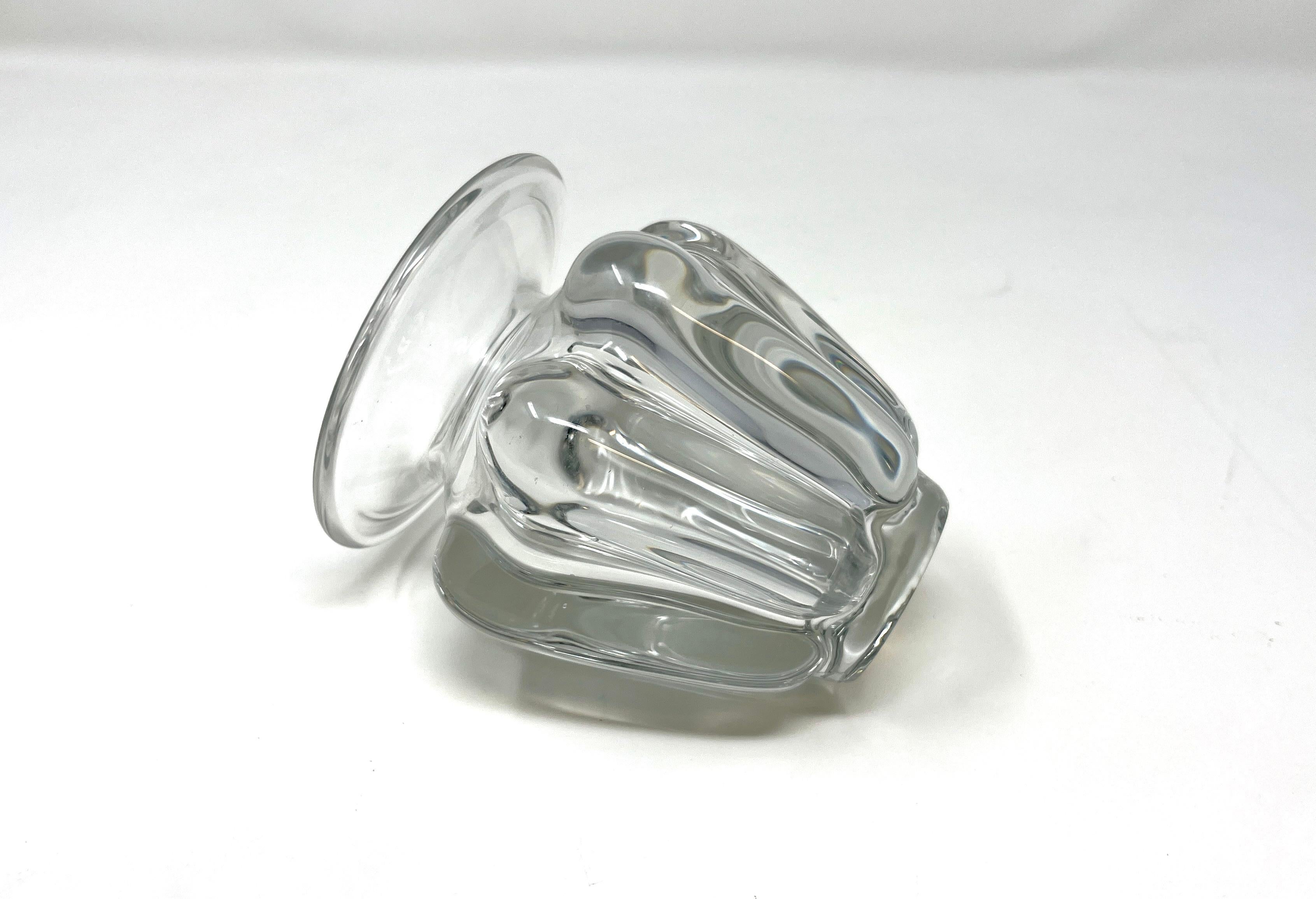 20th Century French Modern Clear Art Glass Vase by Art Vannes, Midcentury Modern Bud Vase For Sale