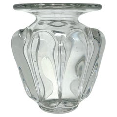 Vintage French Modern Clear Art Glass Vase by Art Vannes, Midcentury Modern Bud Vase