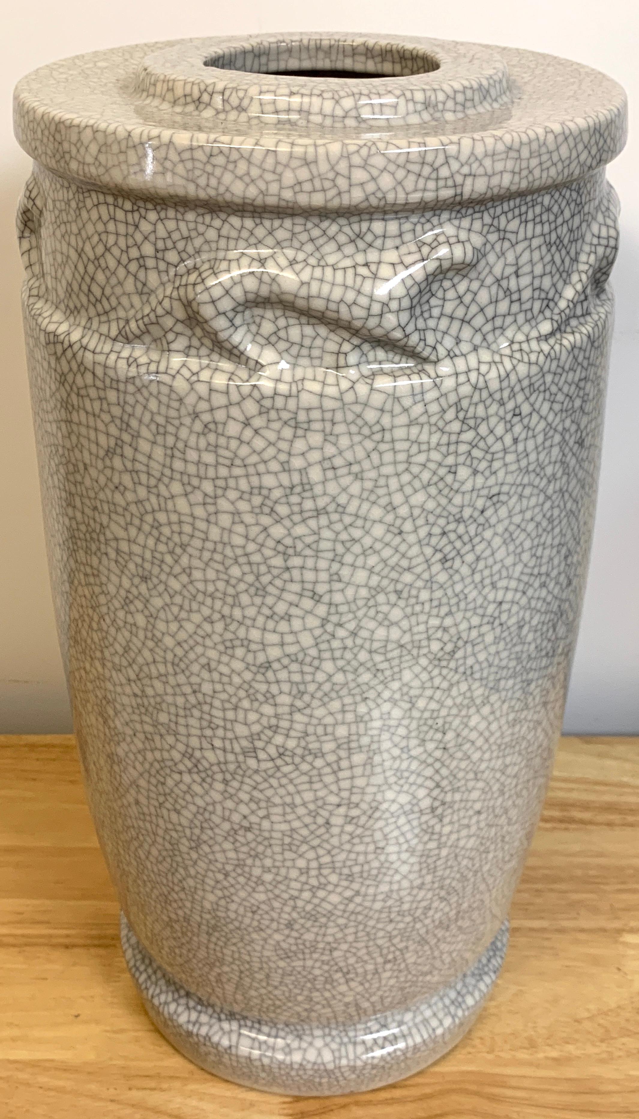 French Modern Crackle Glaze Jaguar Motif Vase For Sale 4