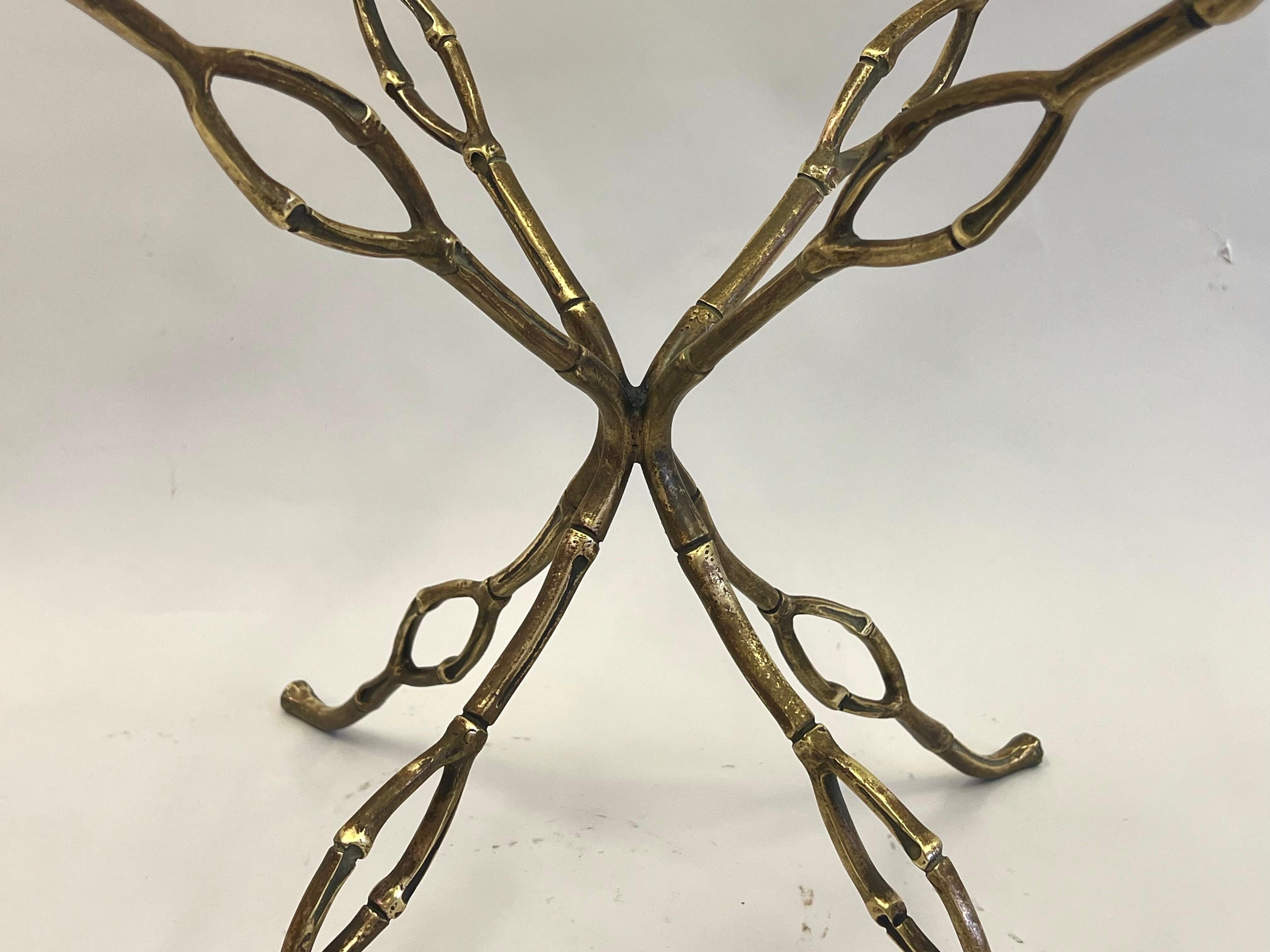 French Modern Craftsman Gilt Bronze Side or Coffee Table in style of Giacometti  For Sale 6