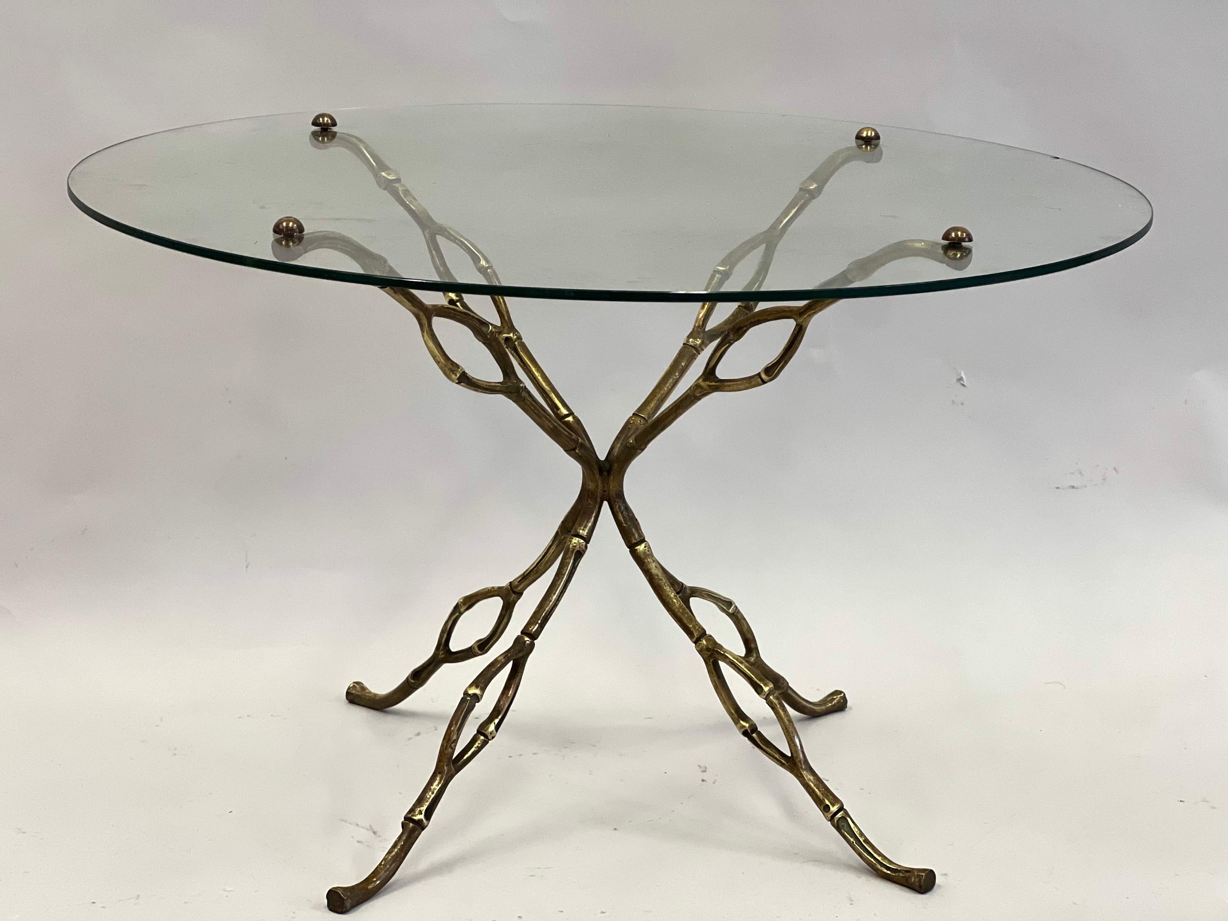 Mid-Century Modern French Modern Craftsman Gilt Bronze Side or Coffee Table in style of Giacometti  For Sale