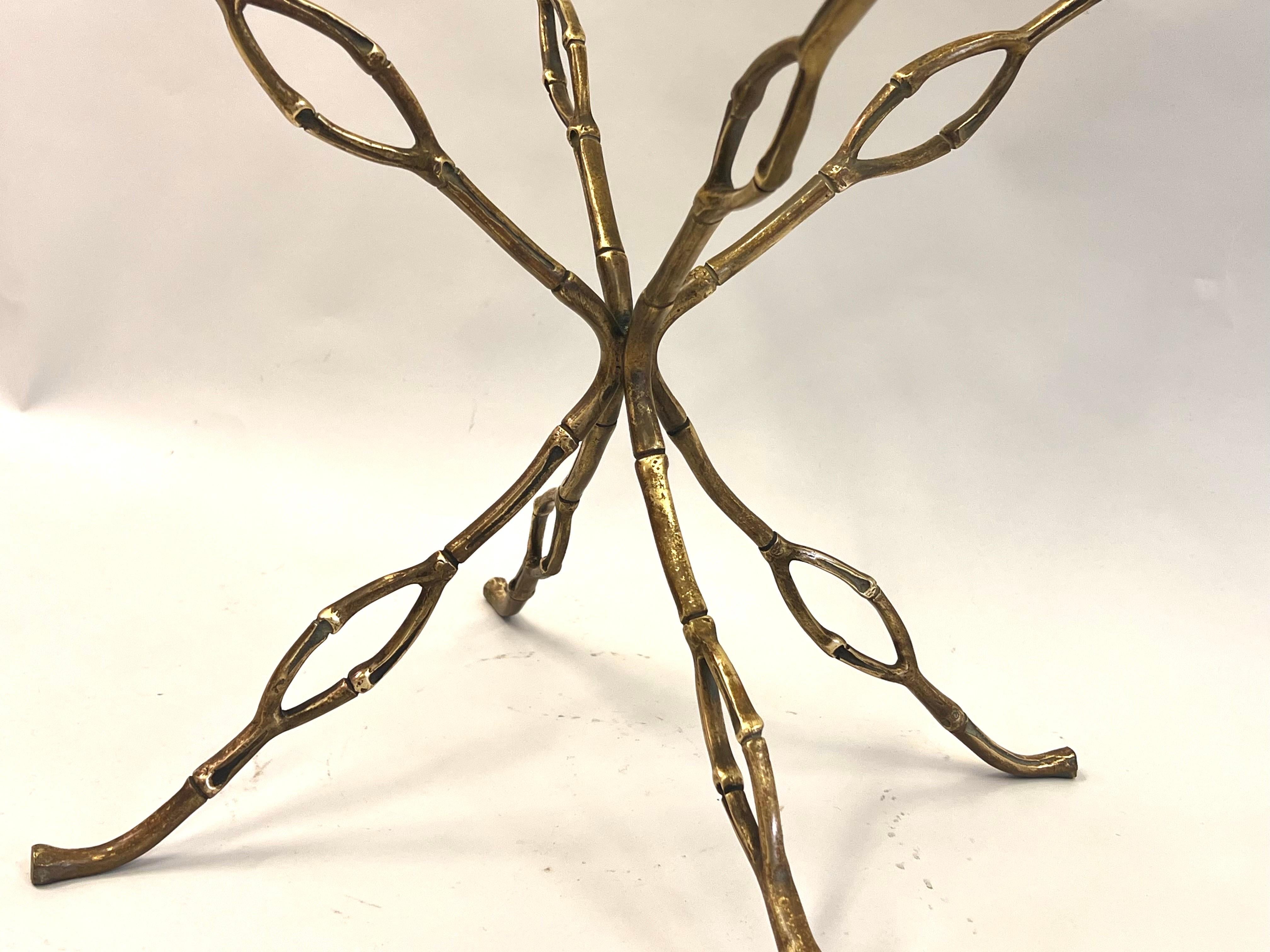 Brass French Modern Craftsman Gilt Bronze Side or Coffee Table in style of Giacometti  For Sale