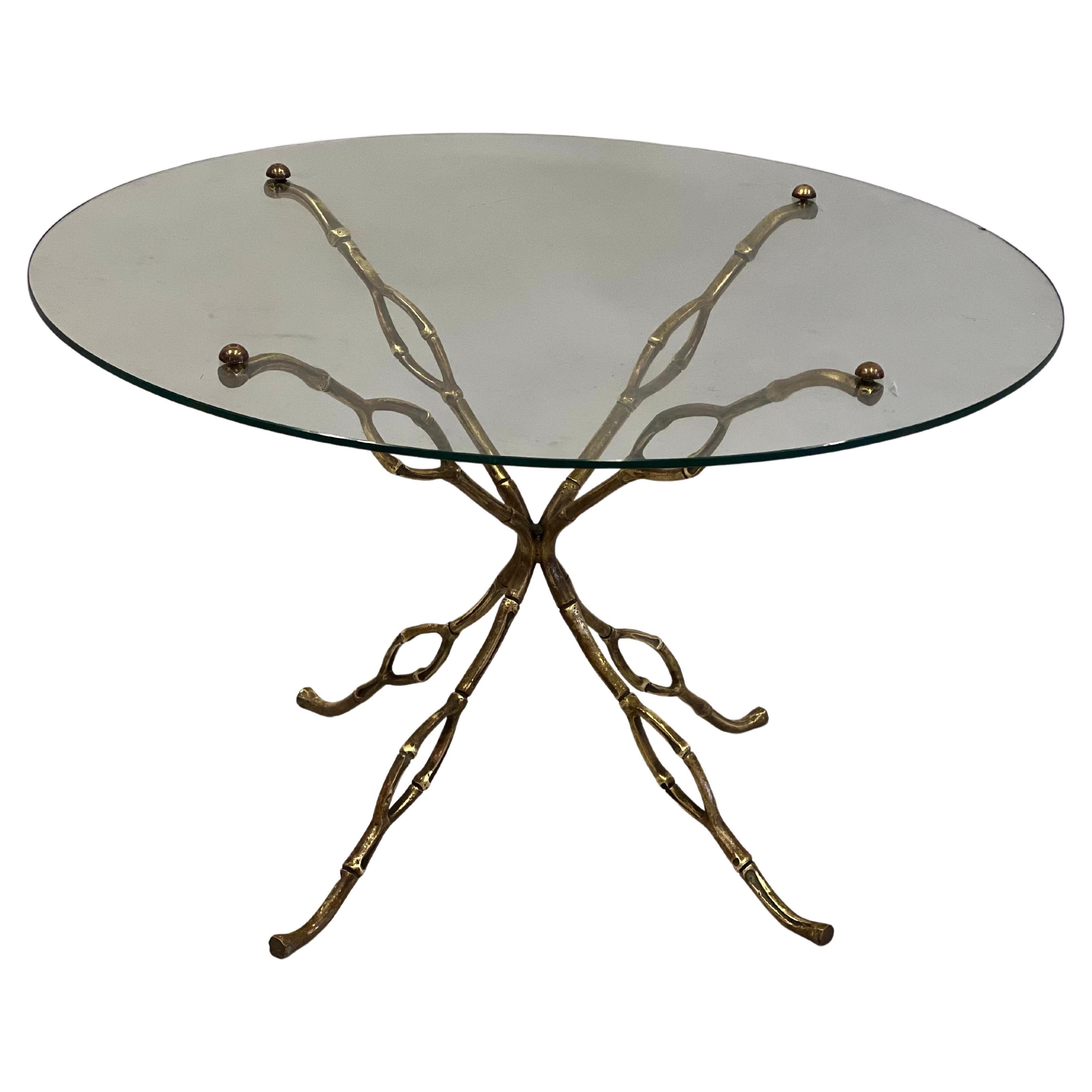 French Modern Craftsman Gilt Bronze Side or Coffee Table in style of Giacometti  For Sale