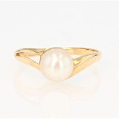 French Modern Cultured Pearl 18 Karat Yellow Gold Ring
