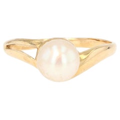 French Modern Cultured Pearl 18 Karat Yellow Gold Ring