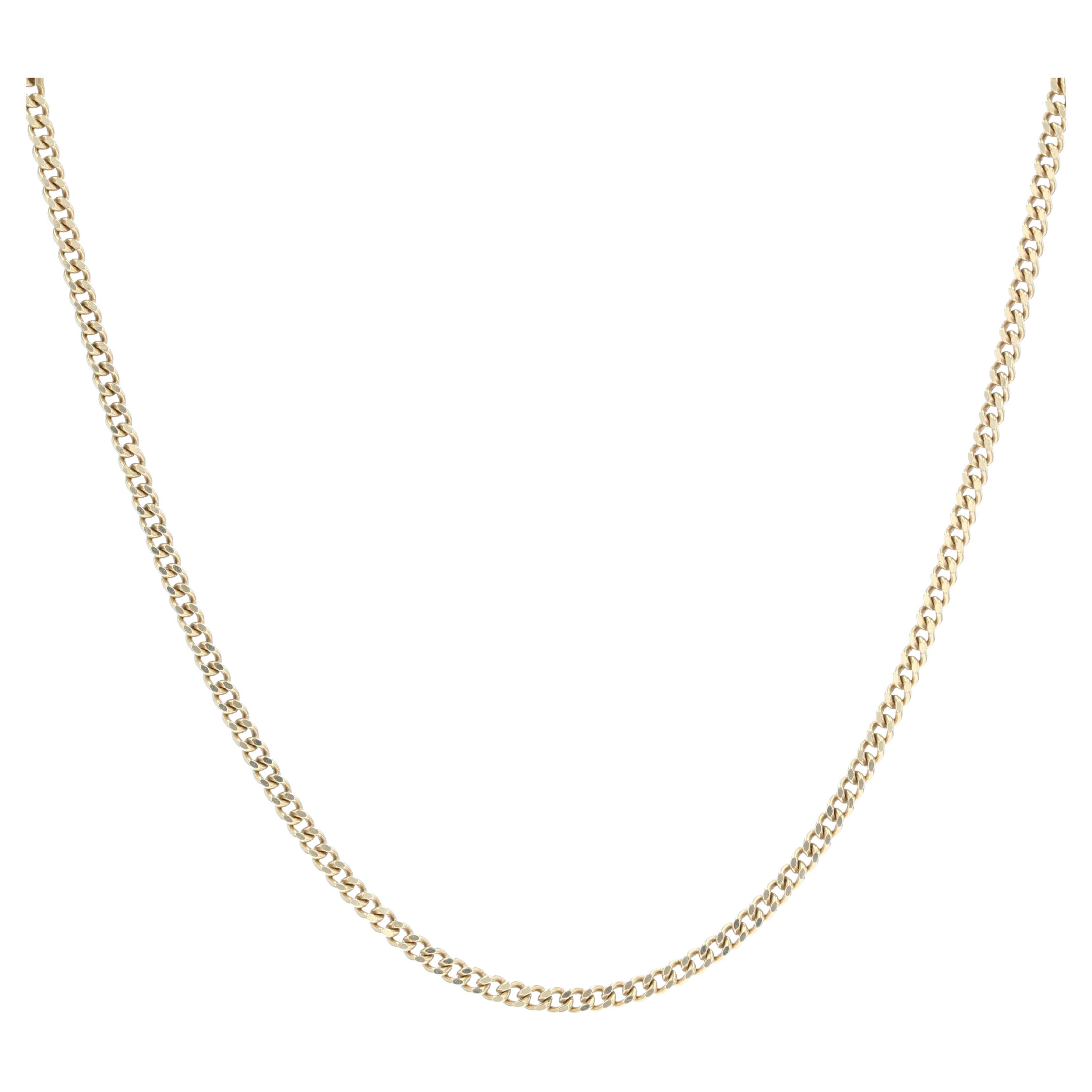 French Modern Curb Mesh 18 Karat Yellow Gold Chain For Sale