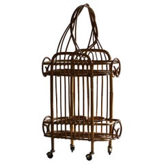 French Modern, Decorative Rattan Bar Cart, Bohemian, 1960s