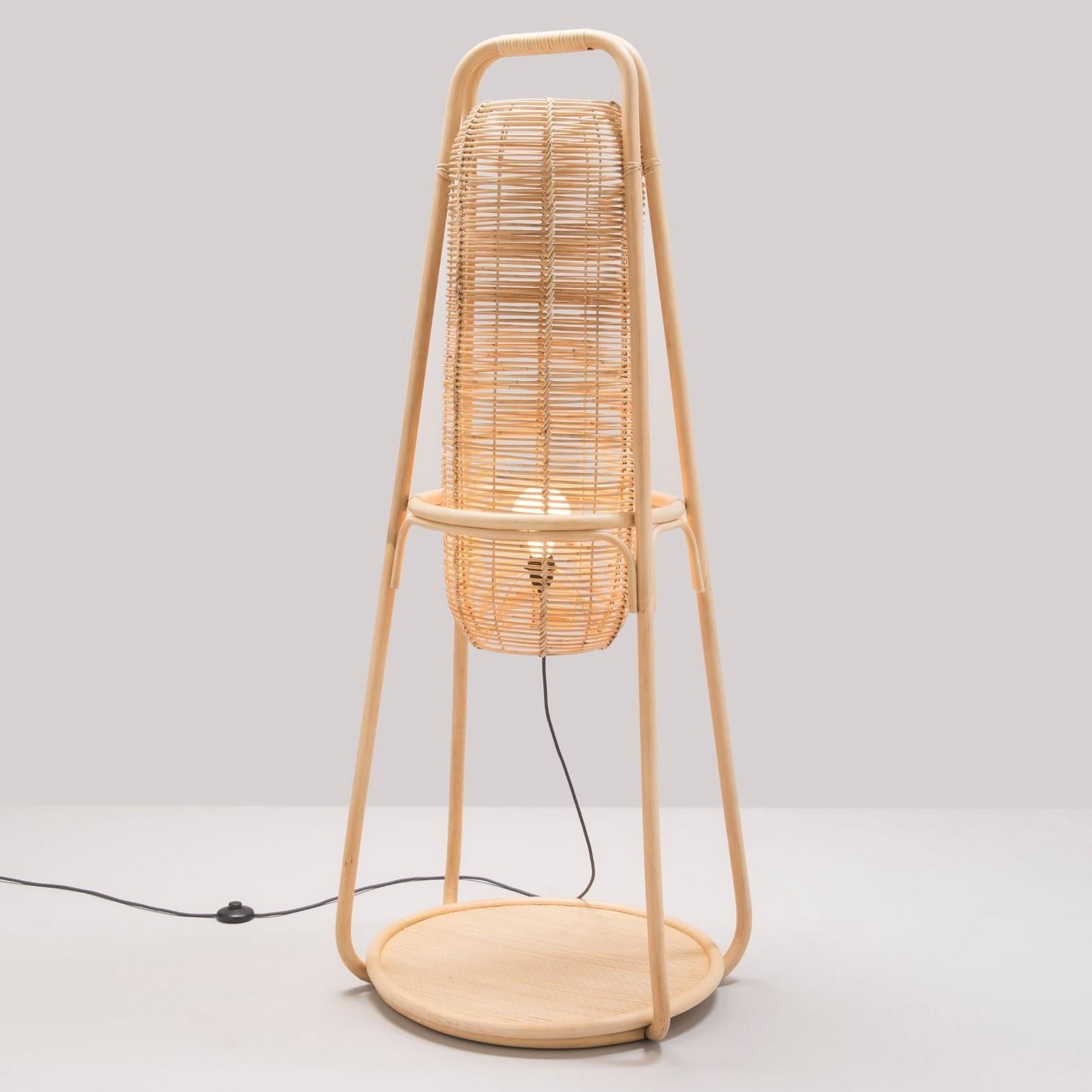 Mid-Century Modern French Modern Design Rattan Floor Lamp