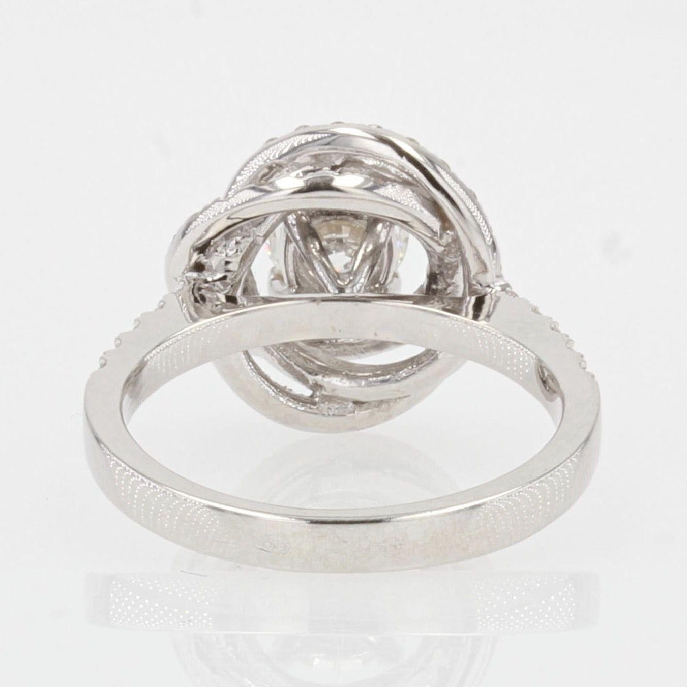 French Modern Diamond 18 Karat White Gold Flower Ring For Sale 6