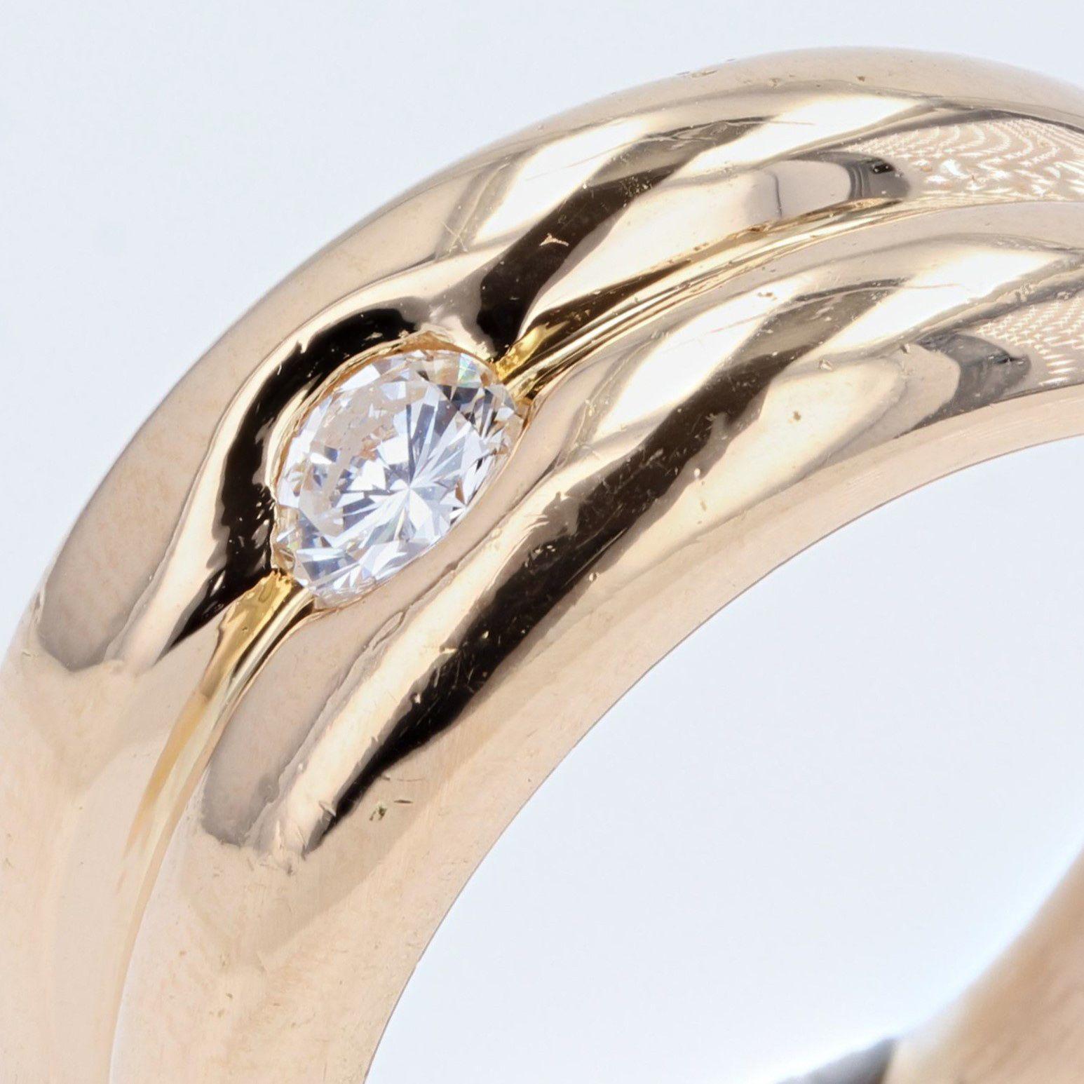 French Modern Diamond 18 Karat Yellow Gold 2 Bangle Ring For Sale 1