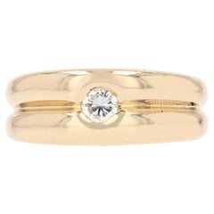 French Modern Diamond 18 Karat Yellow Gold 2 Bangle Ring