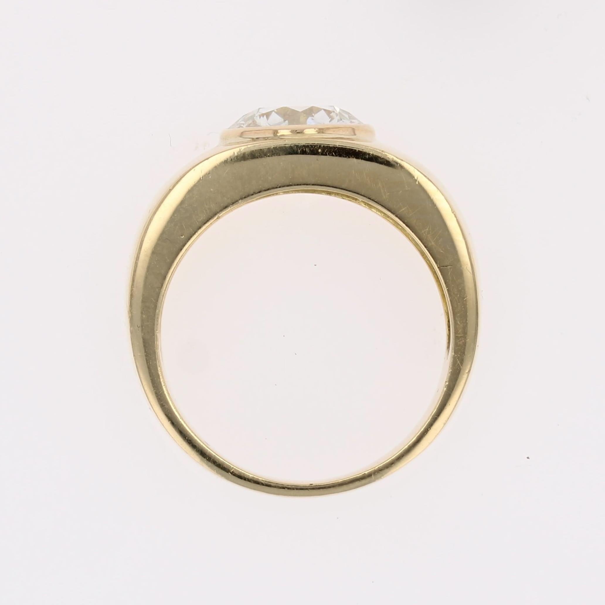 French Modern Diamond 18 Karat Yellow Gold Bangle Ring For Sale 9