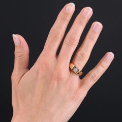 French Modern Diamond 18 Karat Yellow Gold Signet Ring
