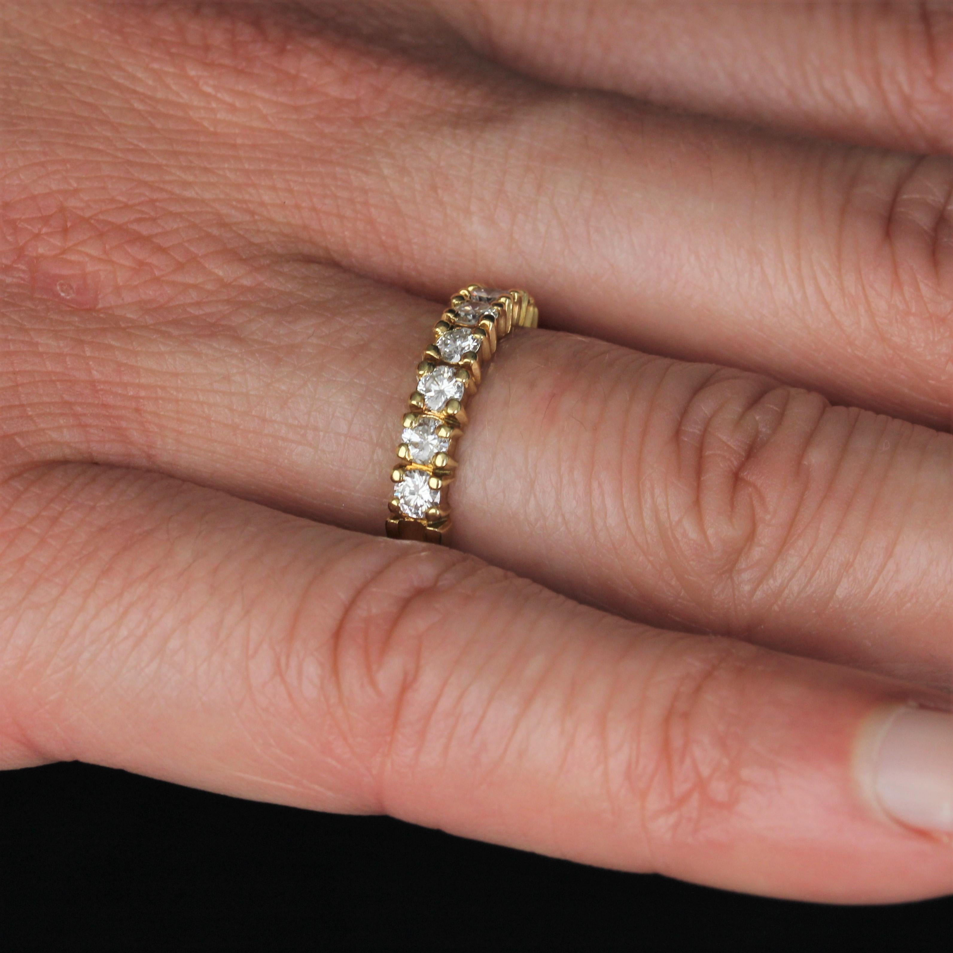 French Modern Diamond 18 Karat Yellow Gold Wedding Ring For Sale 5