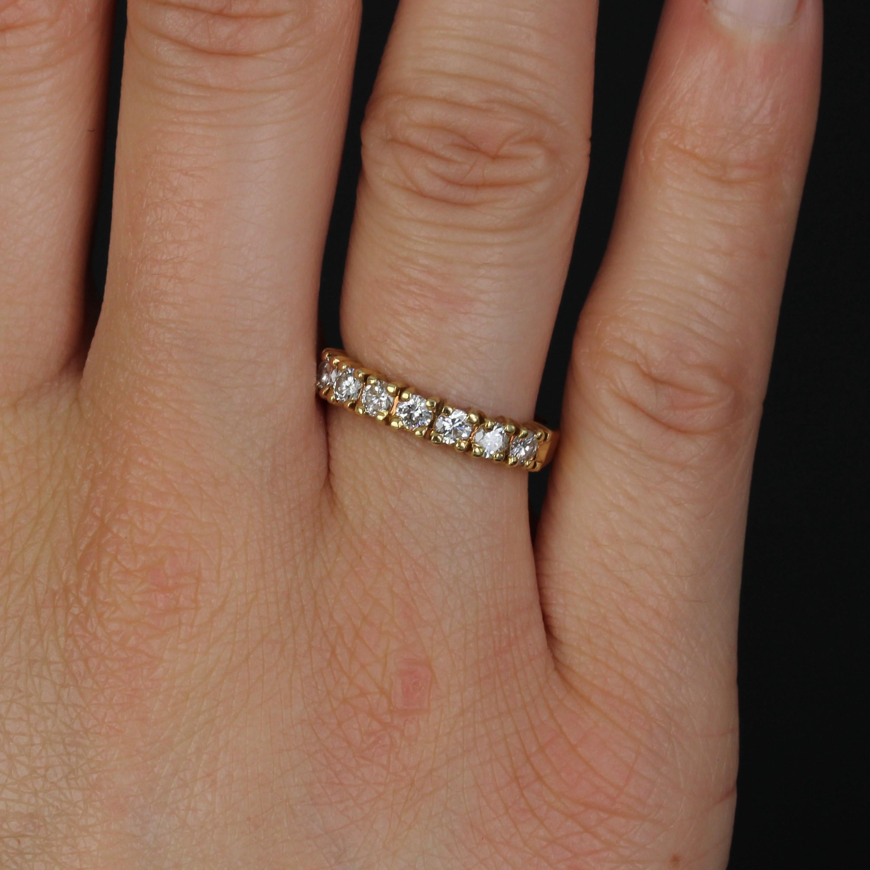 French Modern Diamond 18 Karat Yellow Gold Wedding Ring For Sale 1
