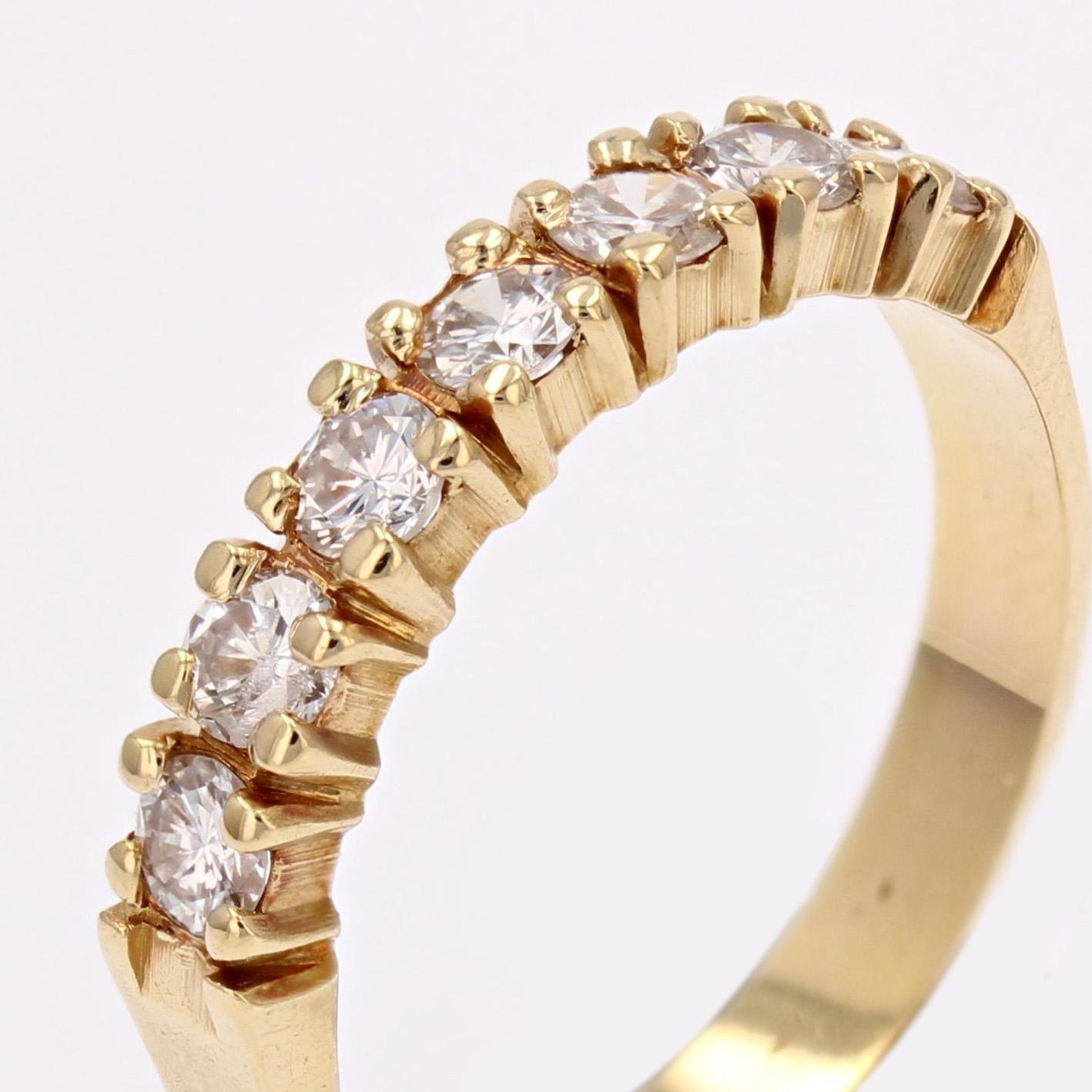 French Modern Diamond 18 Karat Yellow Gold Wedding Ring For Sale 3