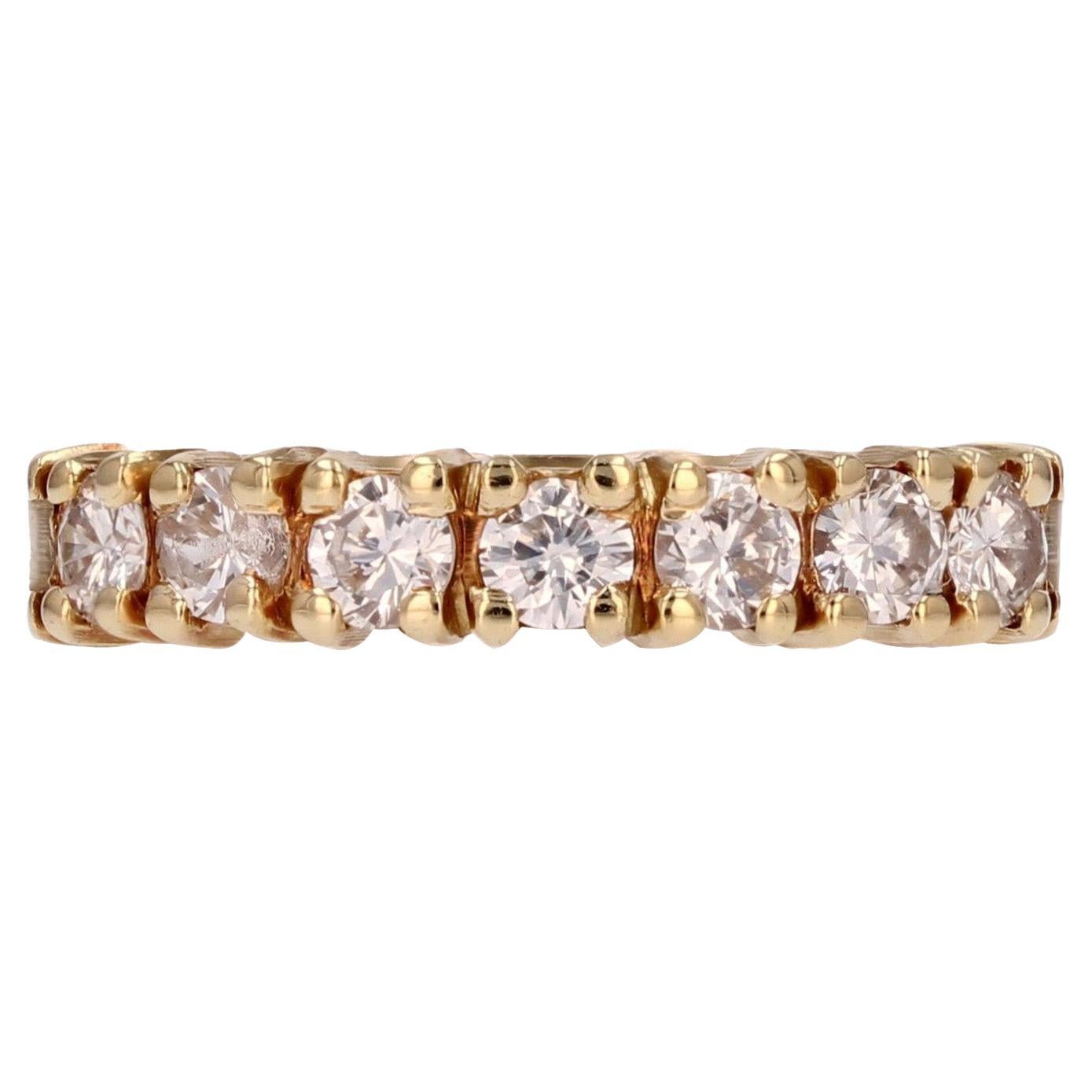 French Modern Diamond 18 Karat Yellow Gold Wedding Ring For Sale