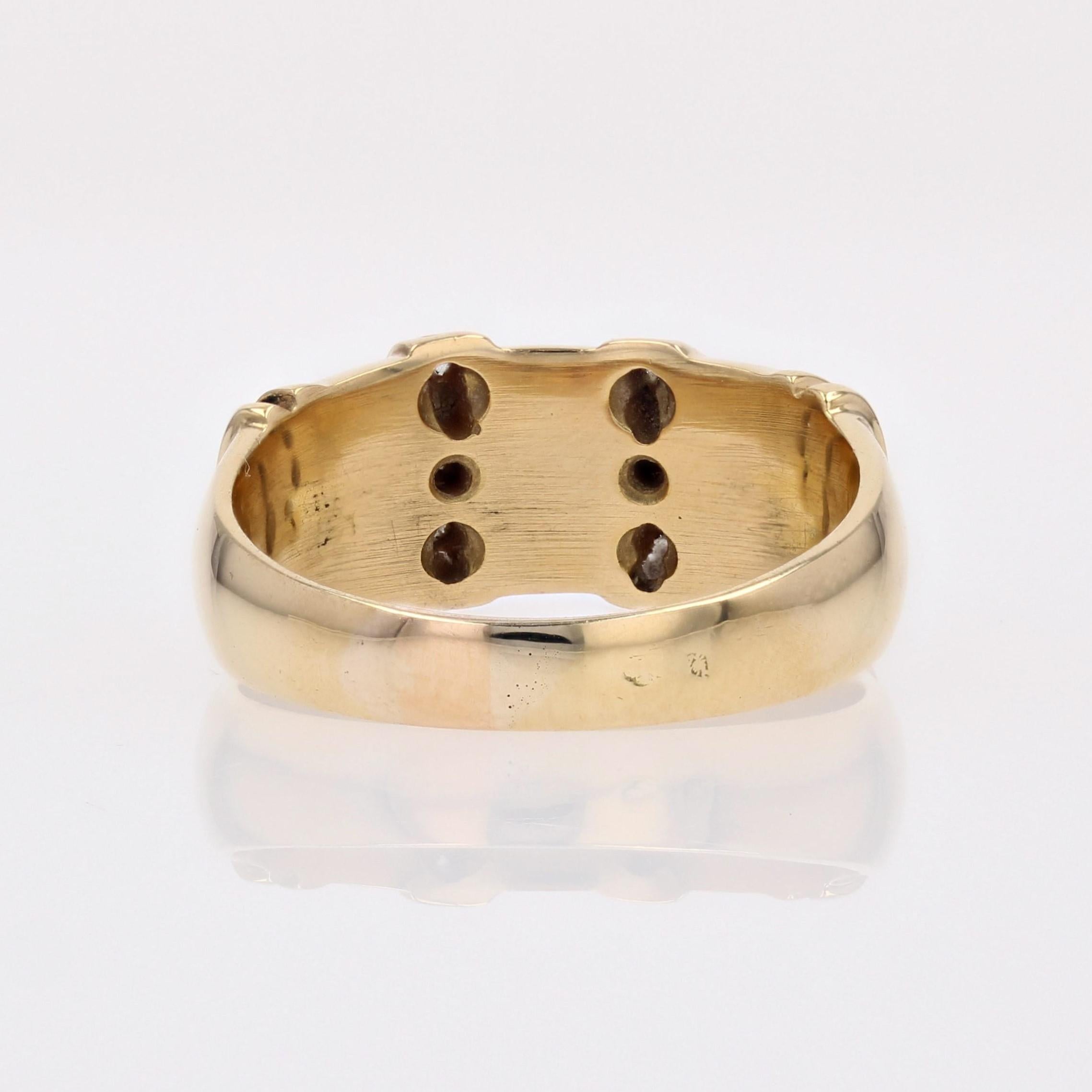 French Modern Diamond Black Enamel 18 Karat Yellow Gold Bangle Ring For Sale 1