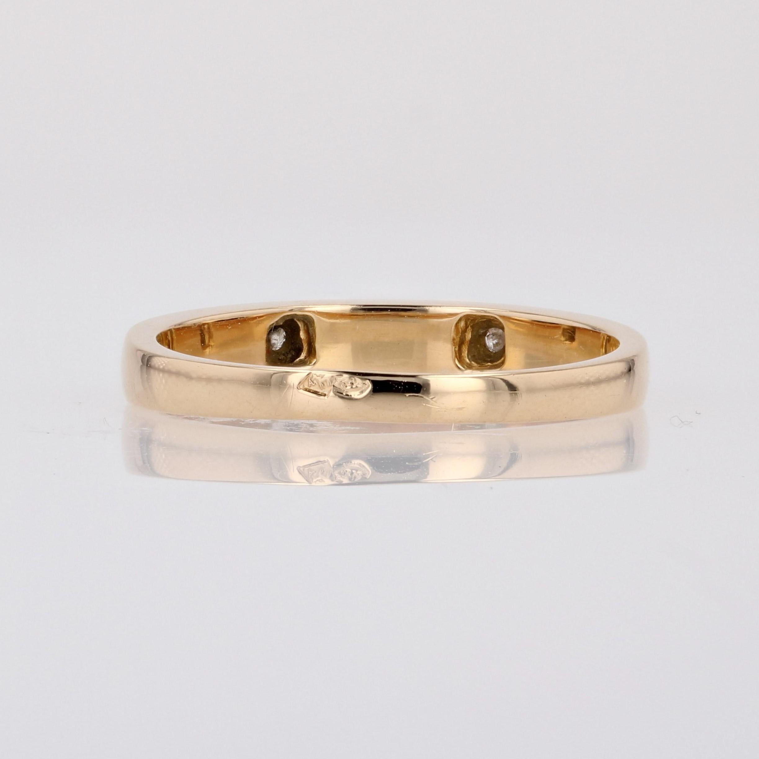 French Modern Diamond Red Enamel 18 Karat Yellow Gold Ring For Sale 3
