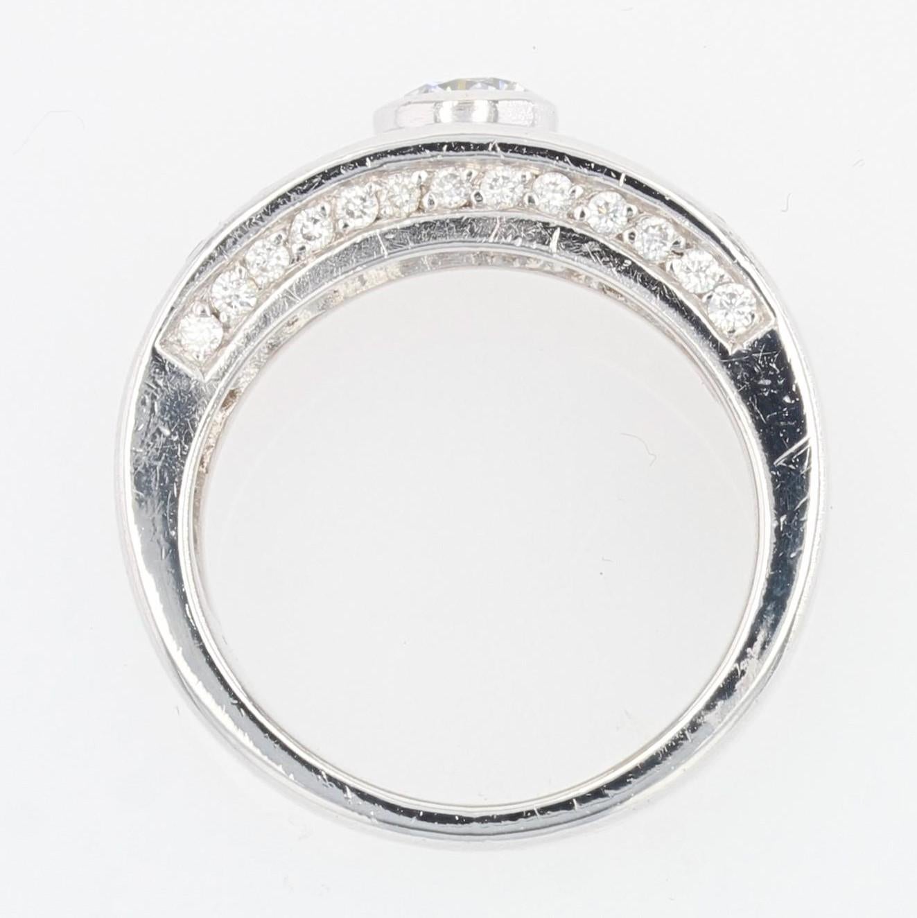 French Modern Diamonds 18 Karat White Gold Band Ring For Sale 4