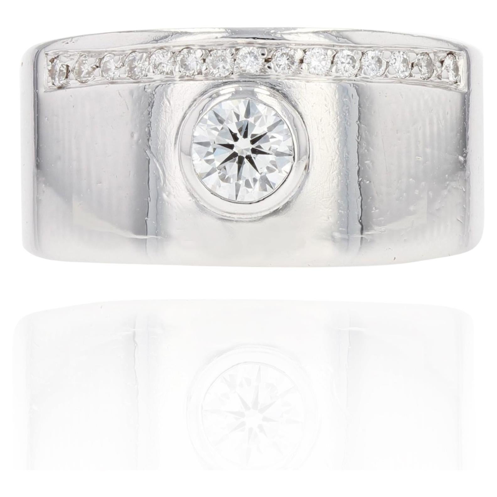 Bague jonc moderne franaise en or blanc 18 carats et diamants en vente