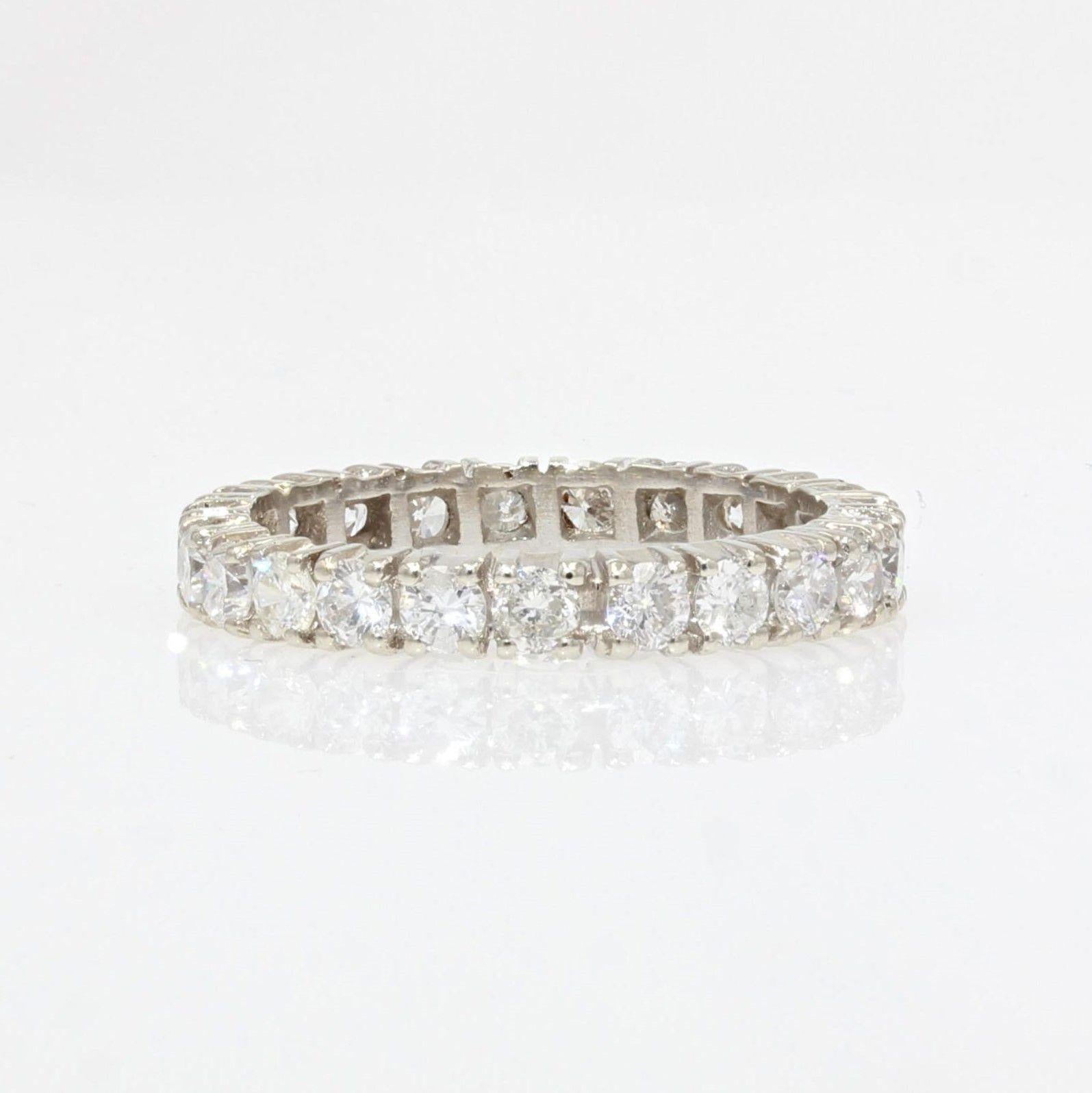 French Modern Diamonds 18 Karat White Gold Band Wedding Ring For Sale 5