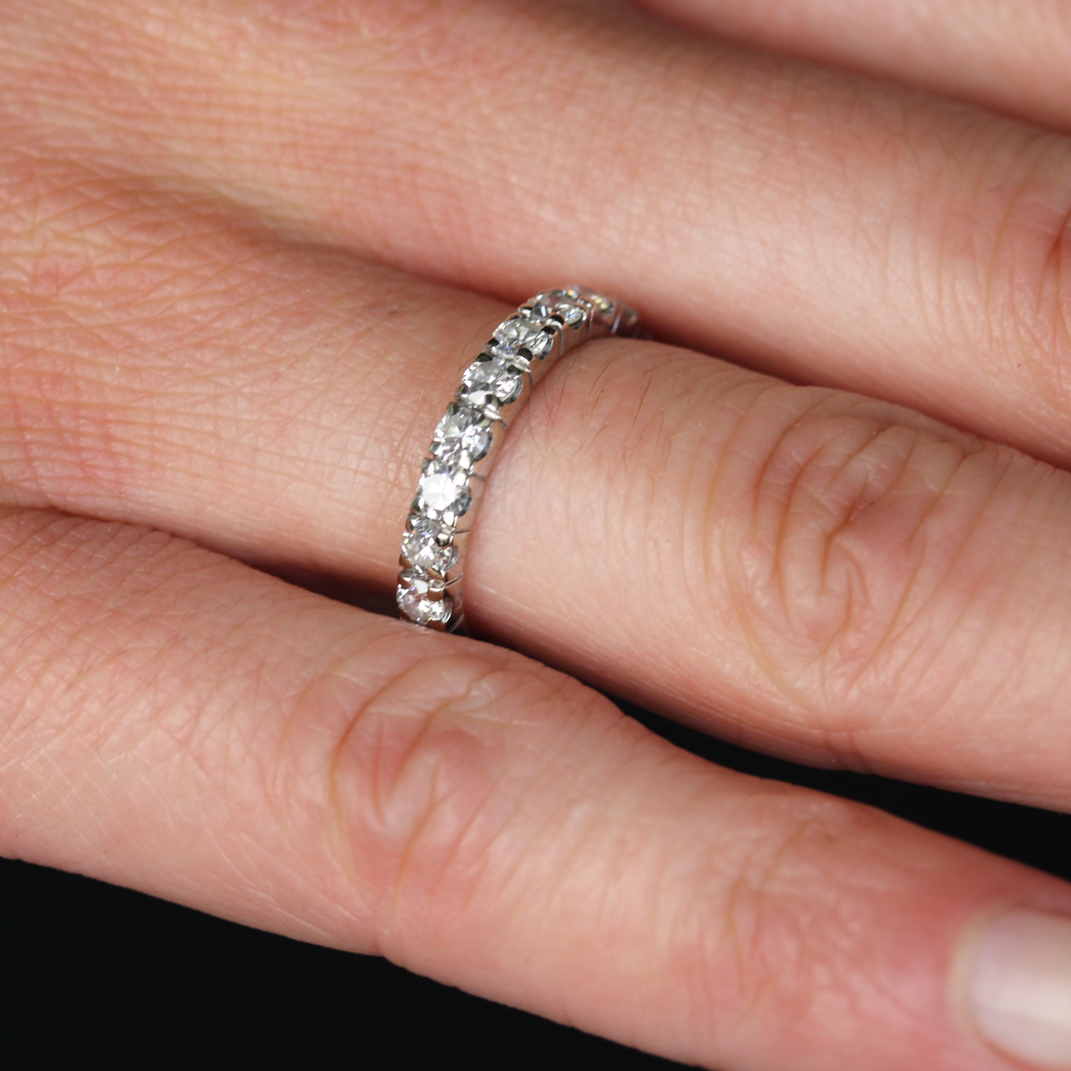 French Modern Diamonds 18 Karat White Gold Band Wedding Ring For Sale 5