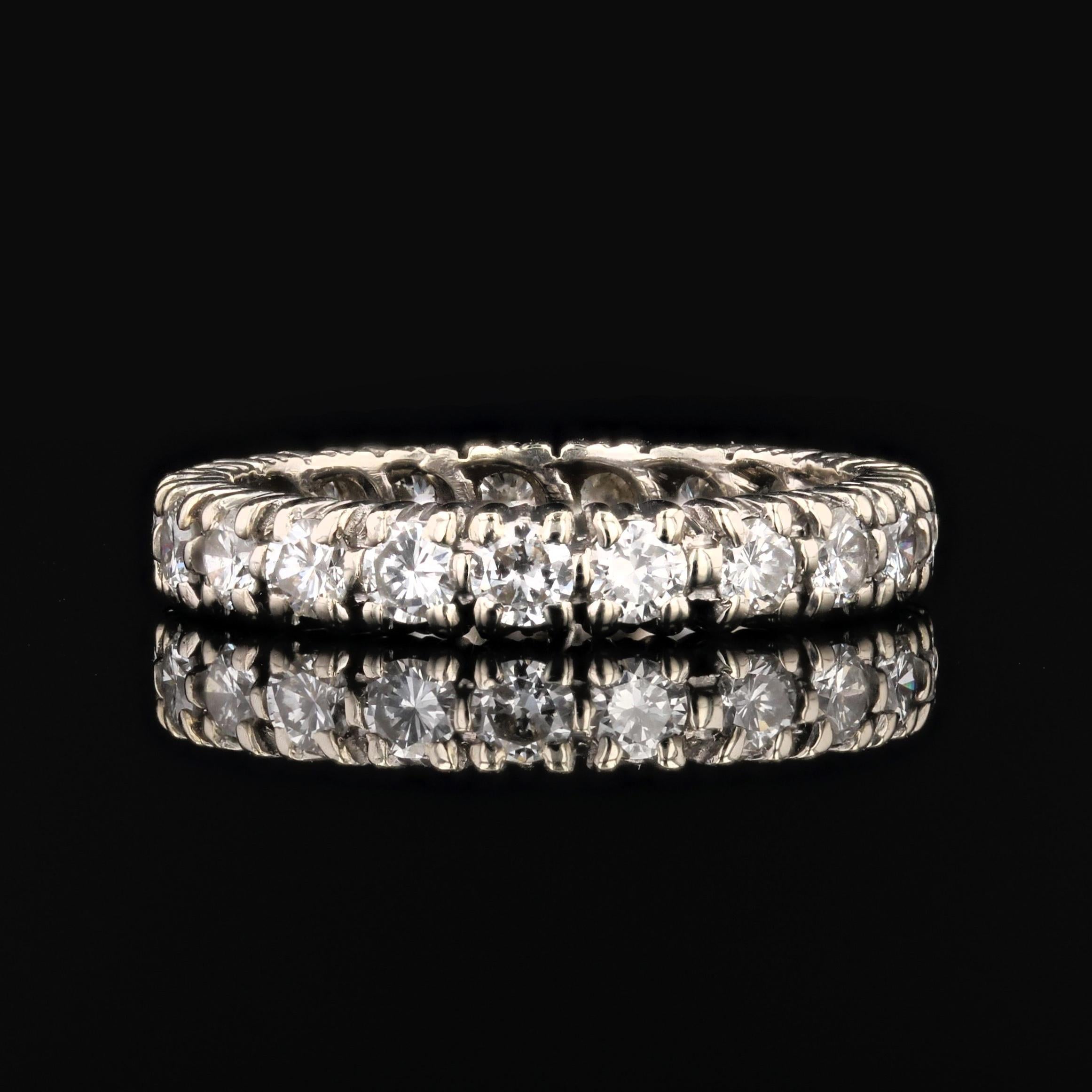 French Modern Diamonds 18 Karat White Gold Band Wedding Ring For Sale 5