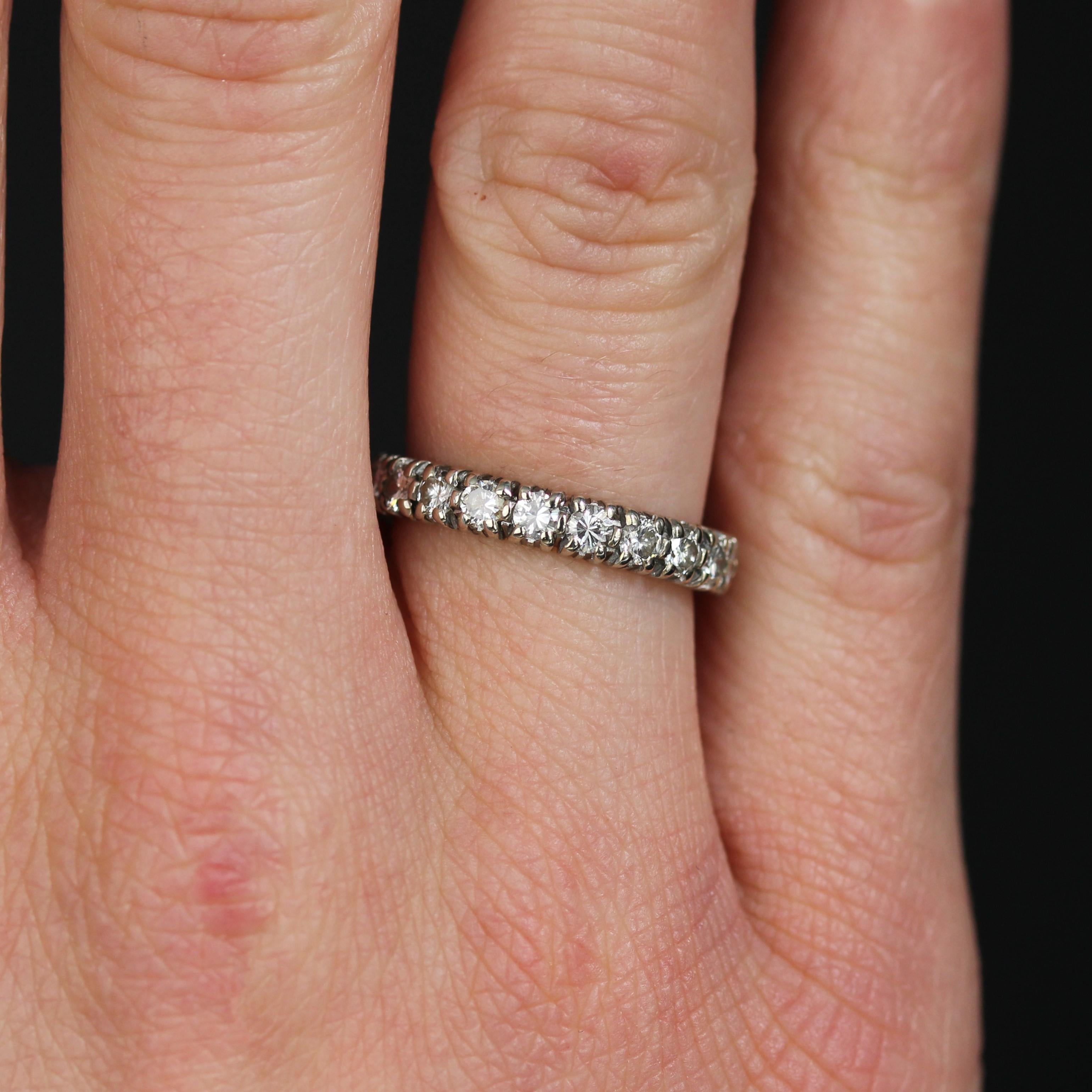 French Modern Diamonds 18 Karat White Gold Band Wedding Ring For Sale 6