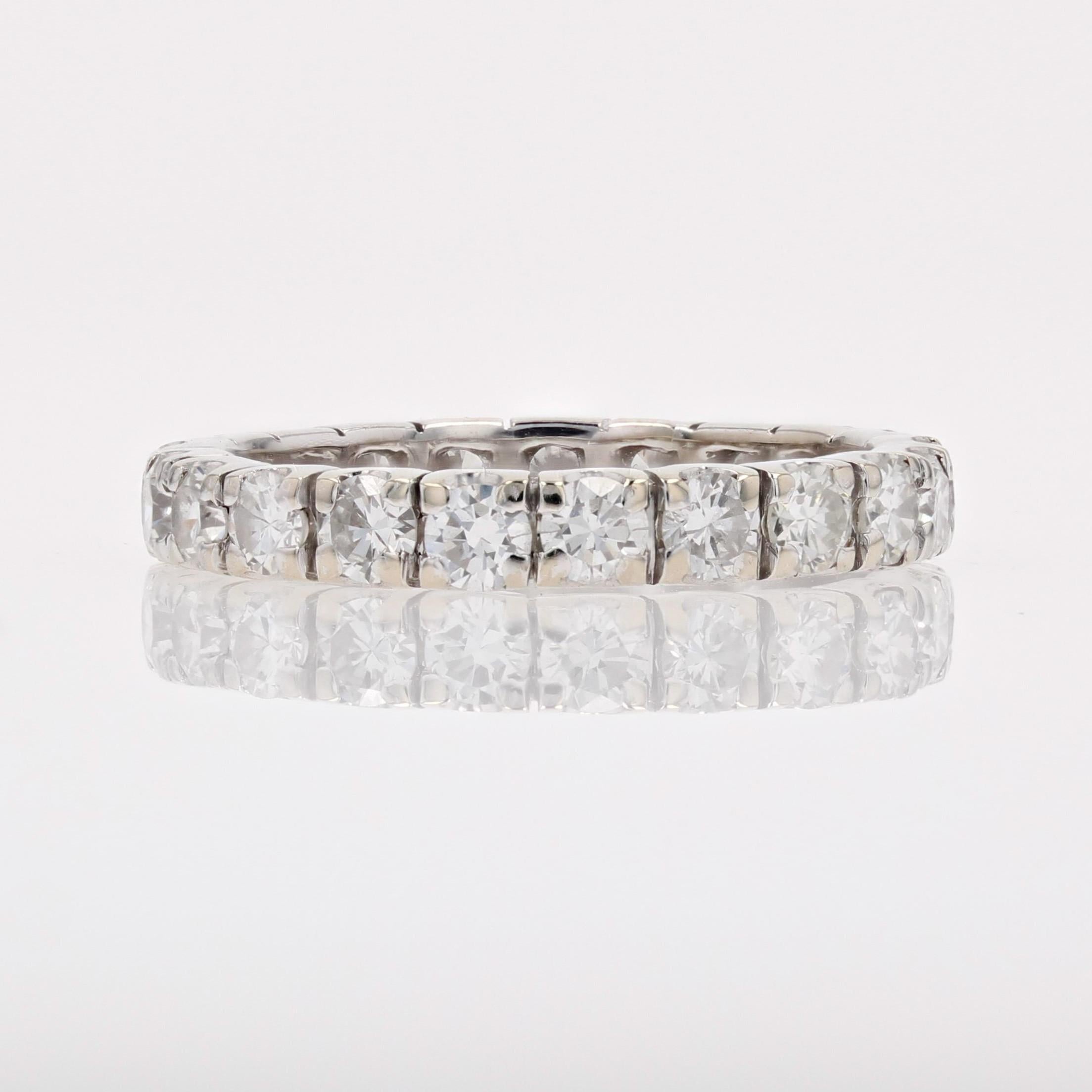 French Modern Diamonds 18 Karat White Gold Band Wedding Ring For Sale 7