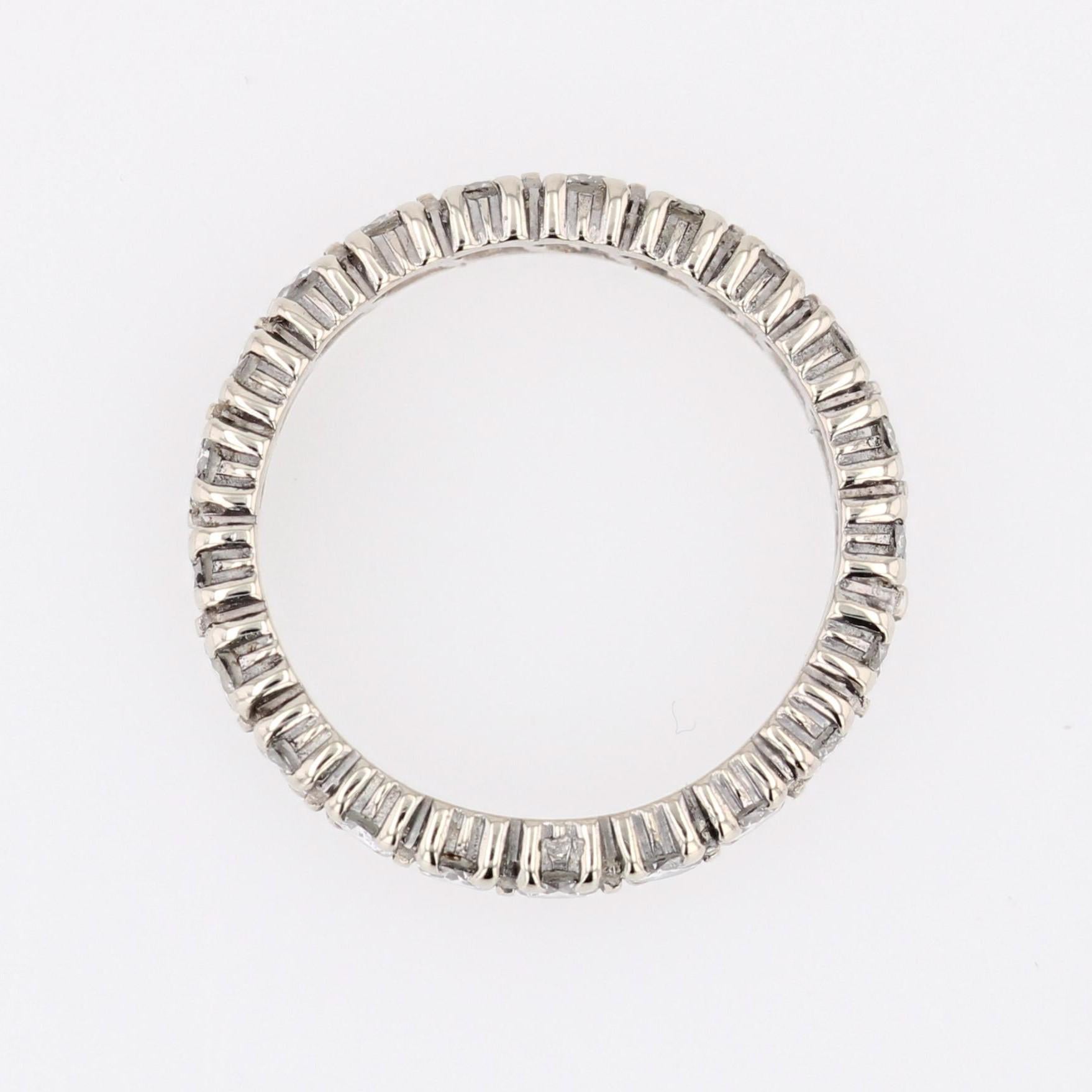 French Modern Diamonds 18 Karat White Gold Band Wedding Ring For Sale 7