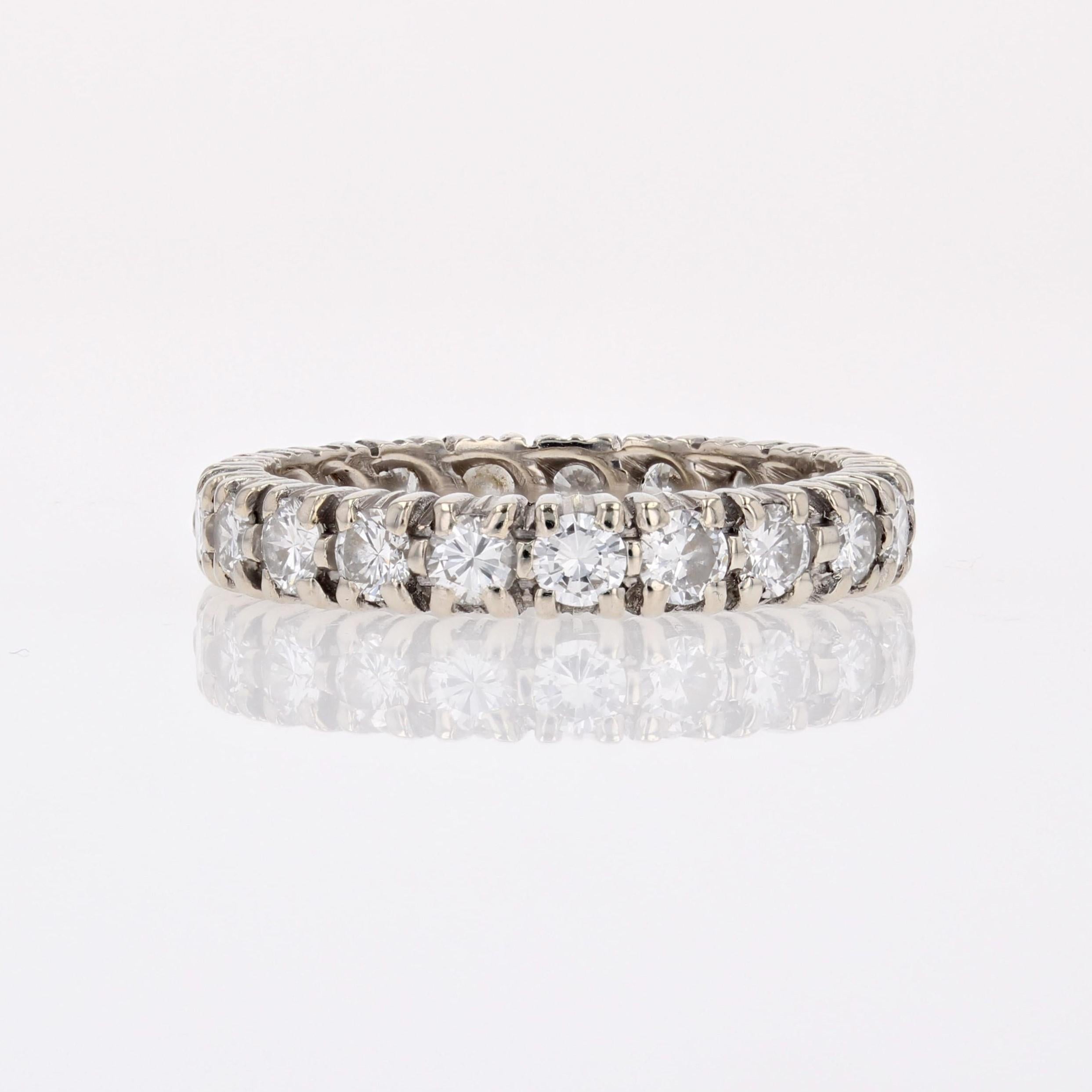 French Modern Diamonds 18 Karat White Gold Band Wedding Ring For Sale 8