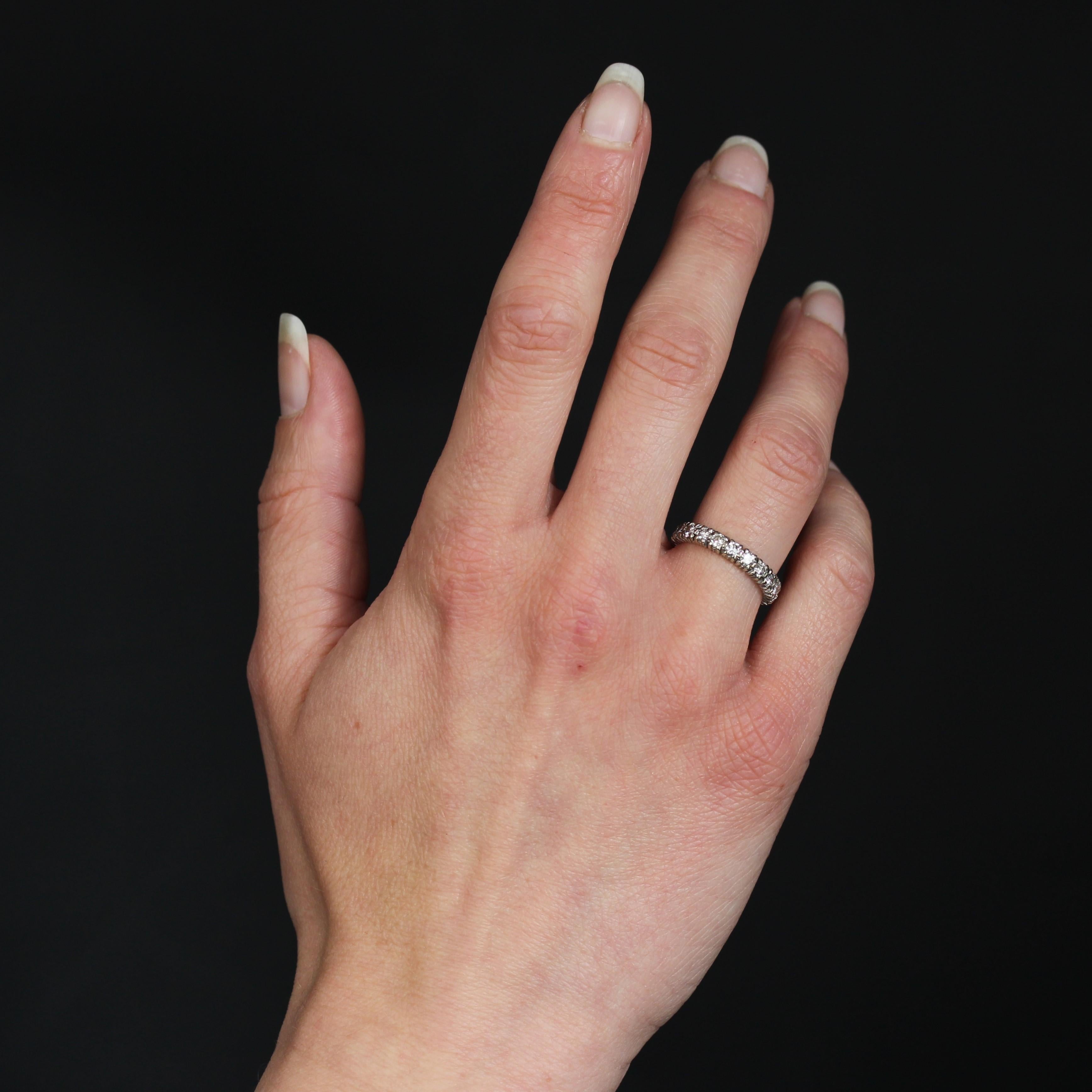 Brilliant Cut French Modern Diamonds 18 Karat White Gold Band Wedding Ring For Sale