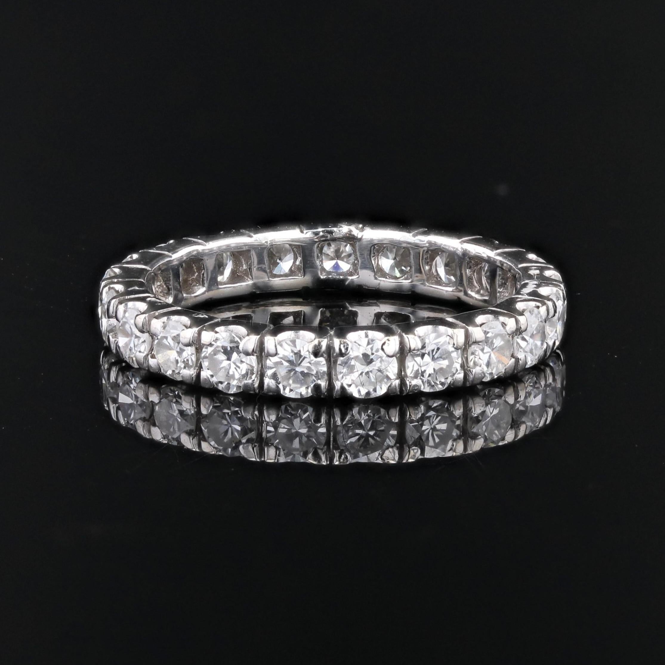 Women's French Modern Diamonds 18 Karat White Gold Band Wedding Ring For Sale