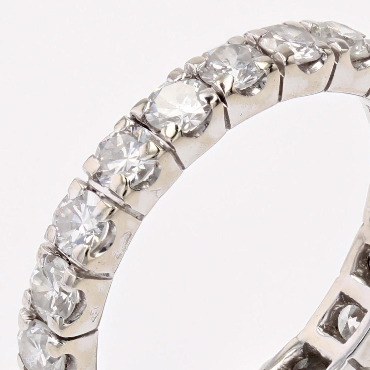 French Modern Diamonds 18 Karat White Gold Band Wedding Ring For Sale 2