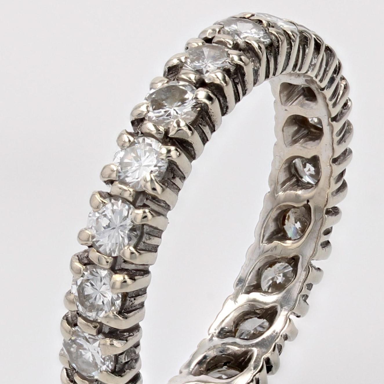 French Modern Diamonds 18 Karat White Gold Band Wedding Ring For Sale 2